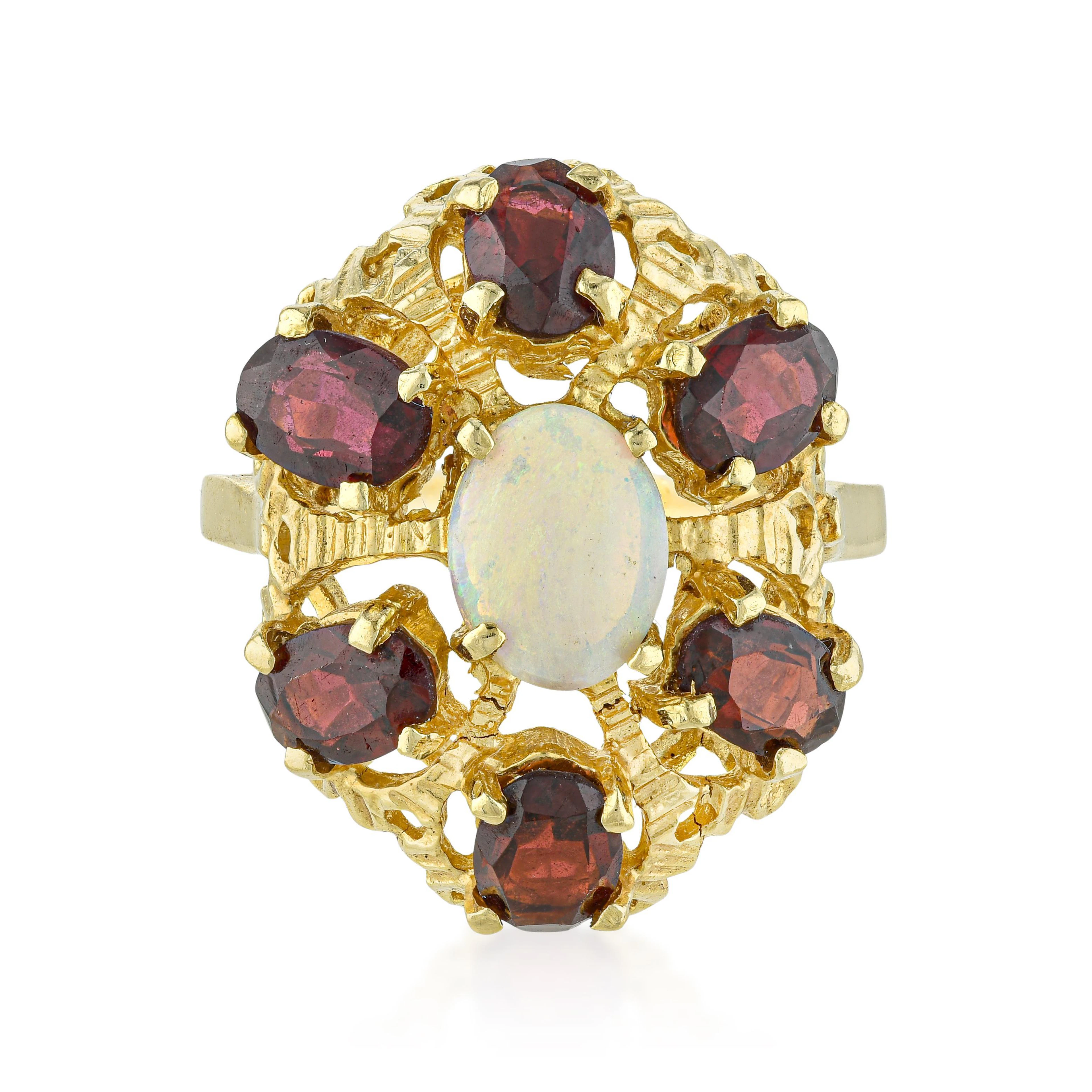 Vintage Garnet and Opal Ring