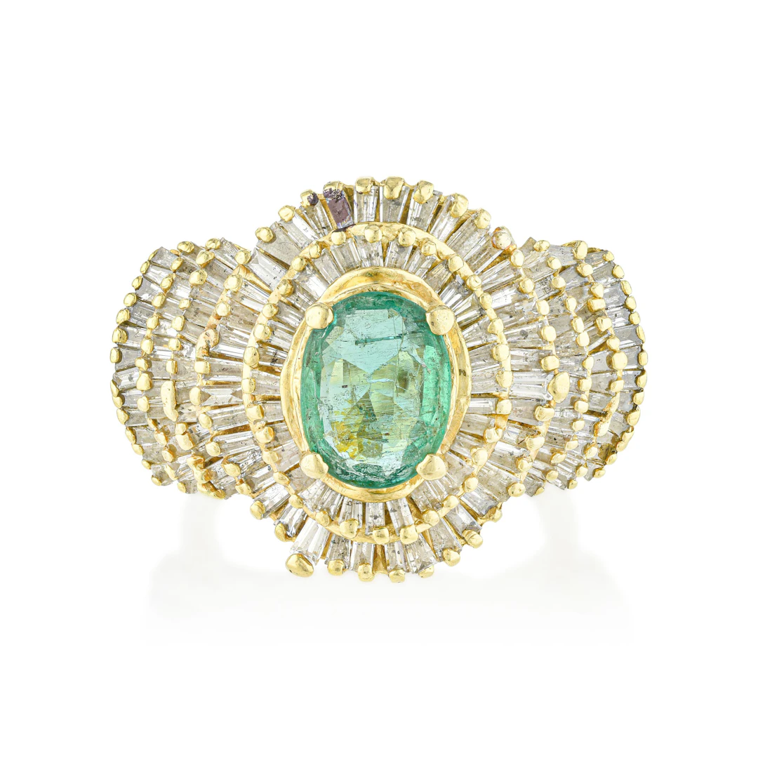 Emerald and Baguette Diamond Cocktail