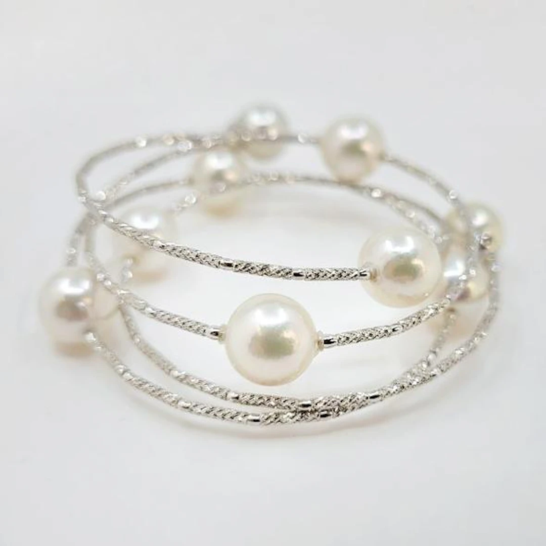 White Akoya Pearl Wrap Bracelet