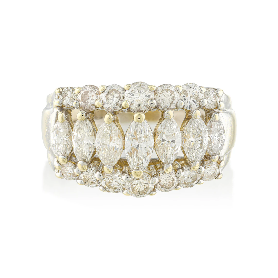 Marquise Cut Diamond Wide Ring