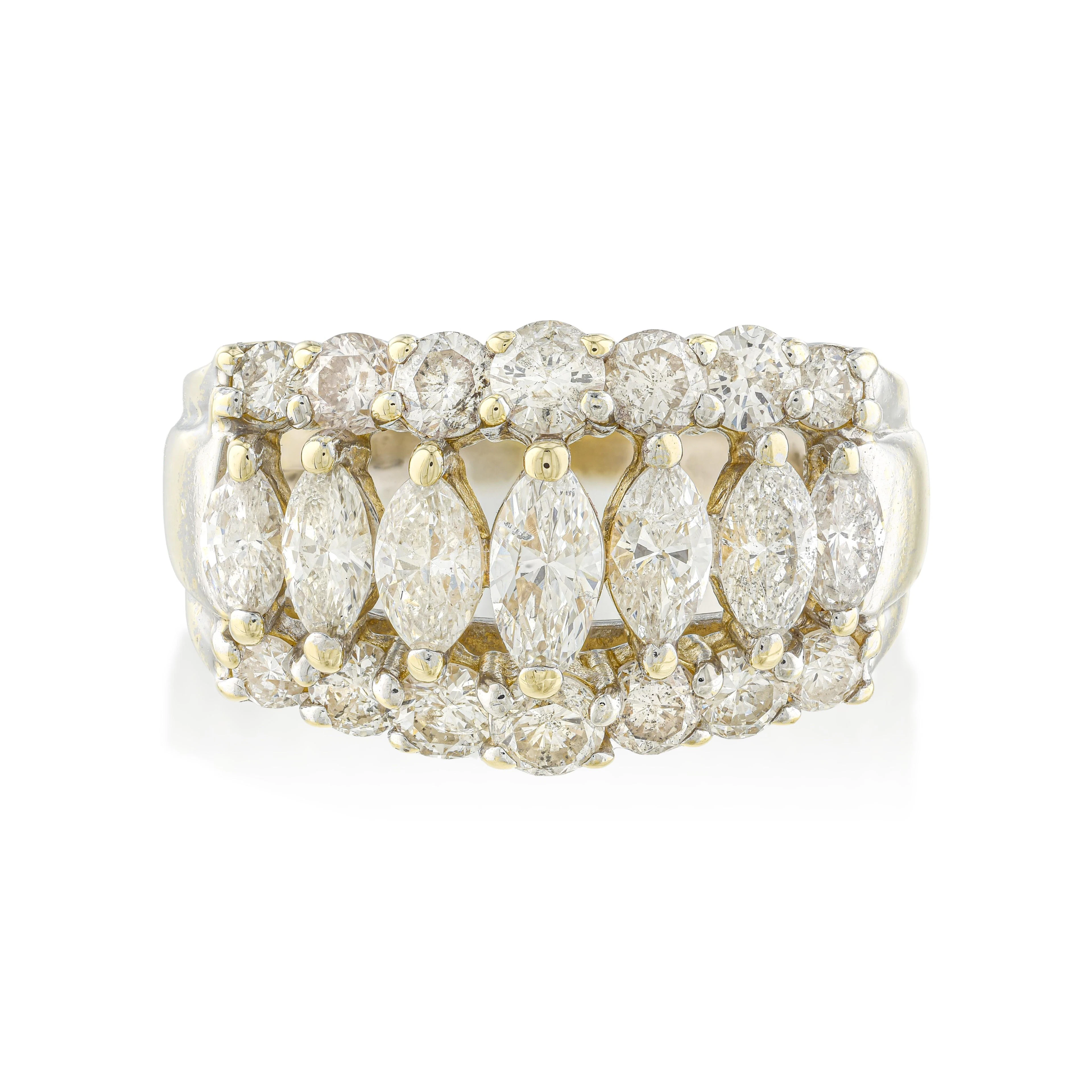 Marquise Cut Diamond Wide Ring