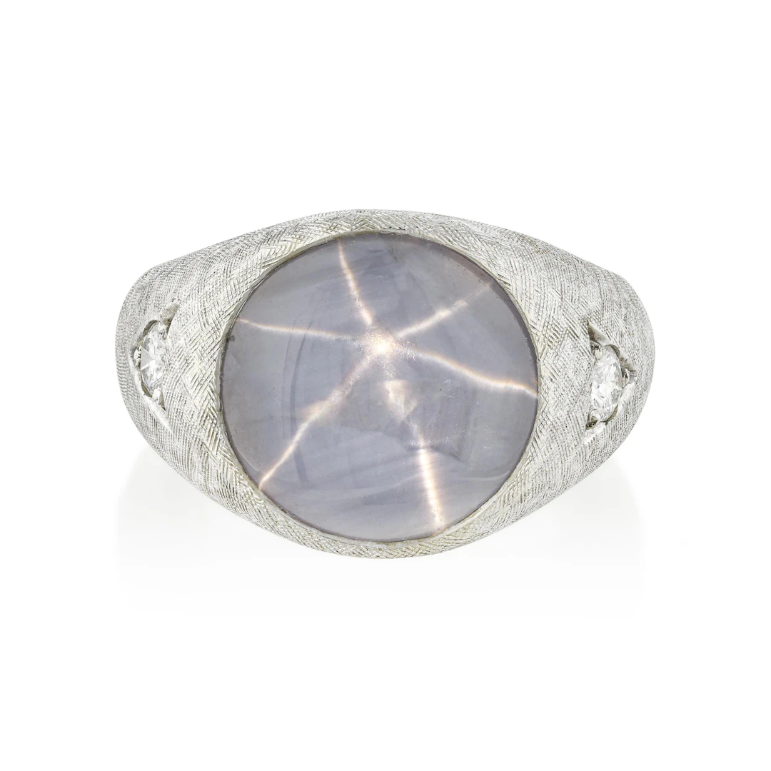 Star Sapphire and Diamond Ring