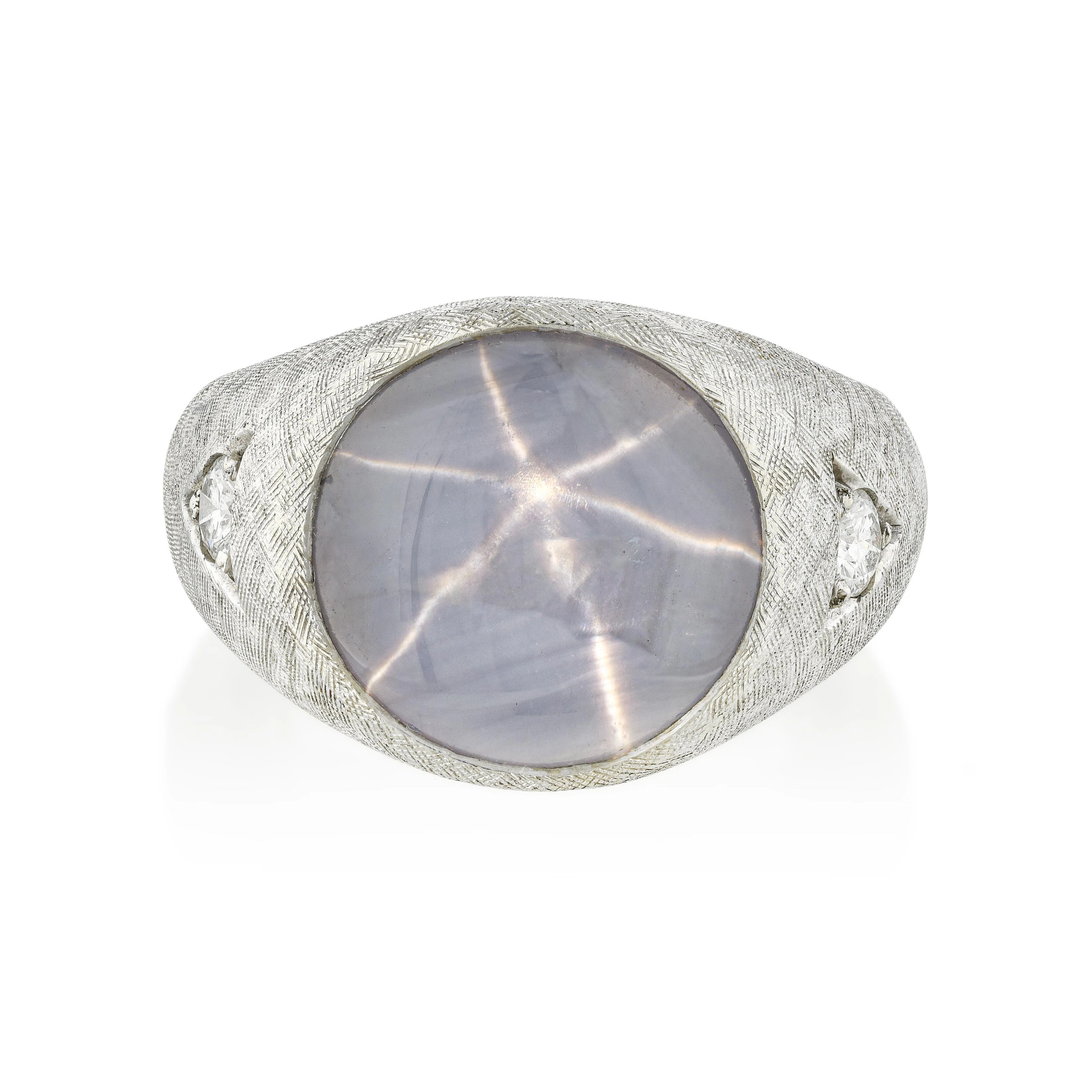 Star Sapphire and Diamond Ring