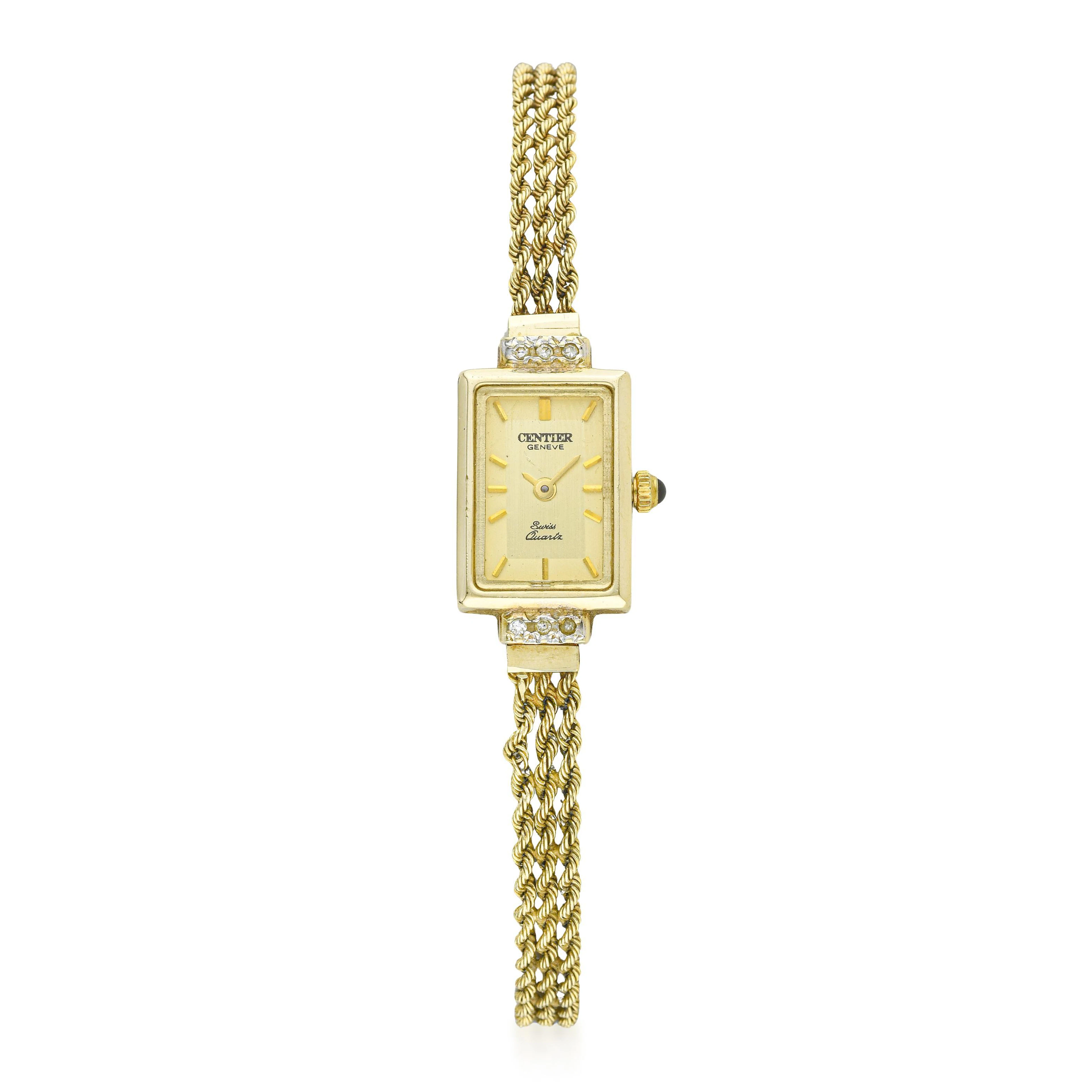 Vintage Centier Geneve Diamond-Accented Ladies' Wristwatch in 14K Gold