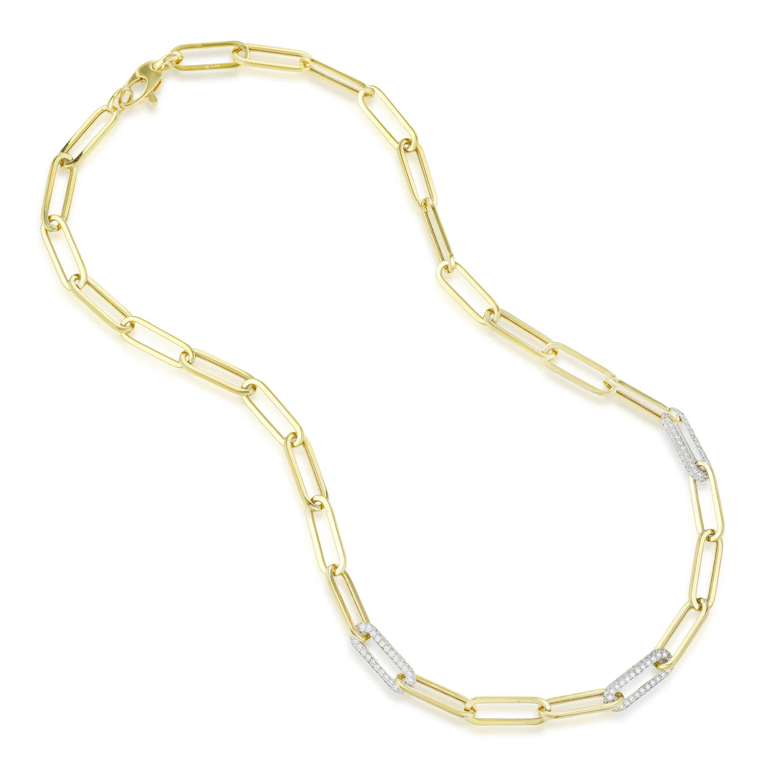 Diamond Paperclip Link Necklace