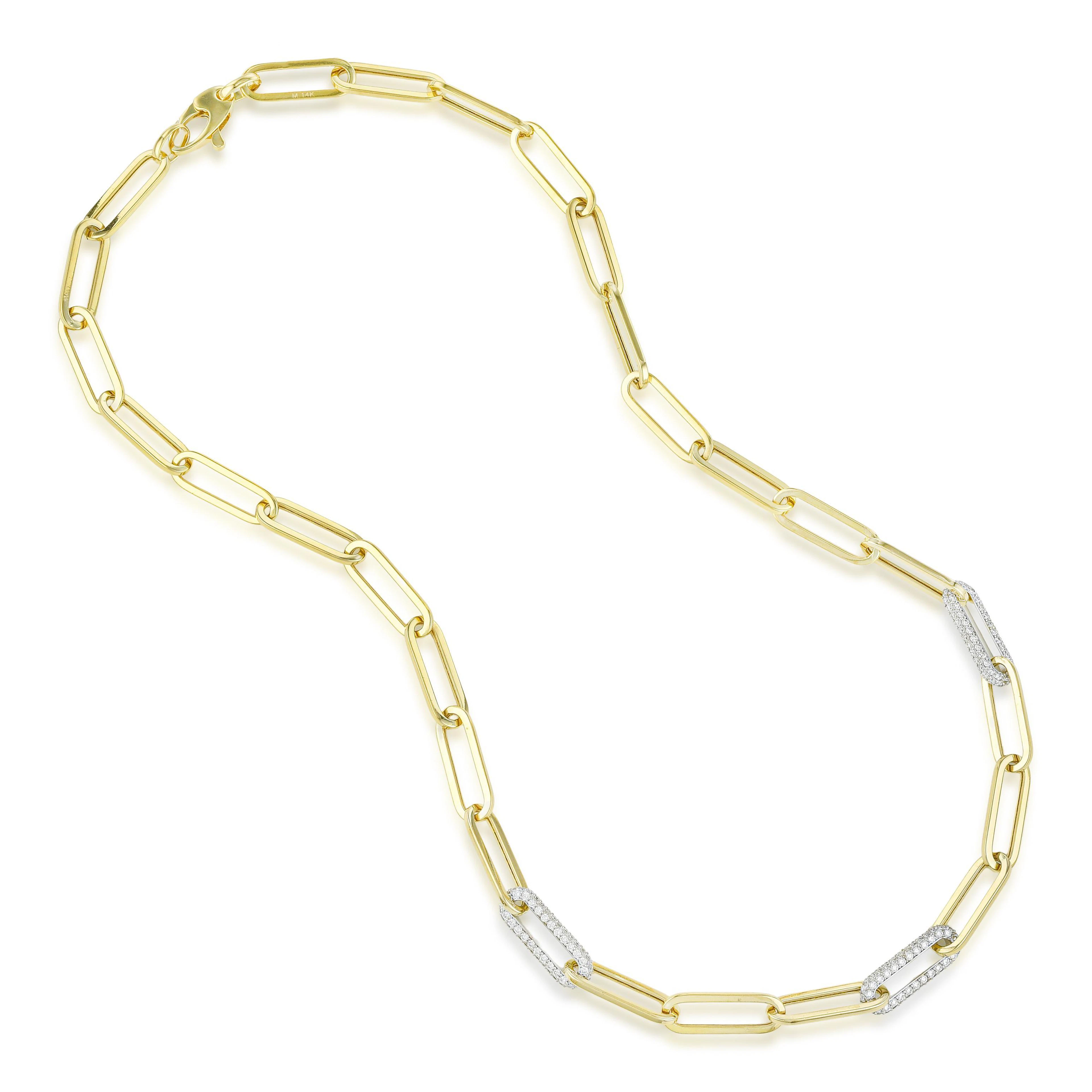 Diamond Paperclip Link Necklace