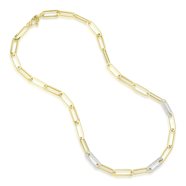 Diamond Paperclip Link Necklace