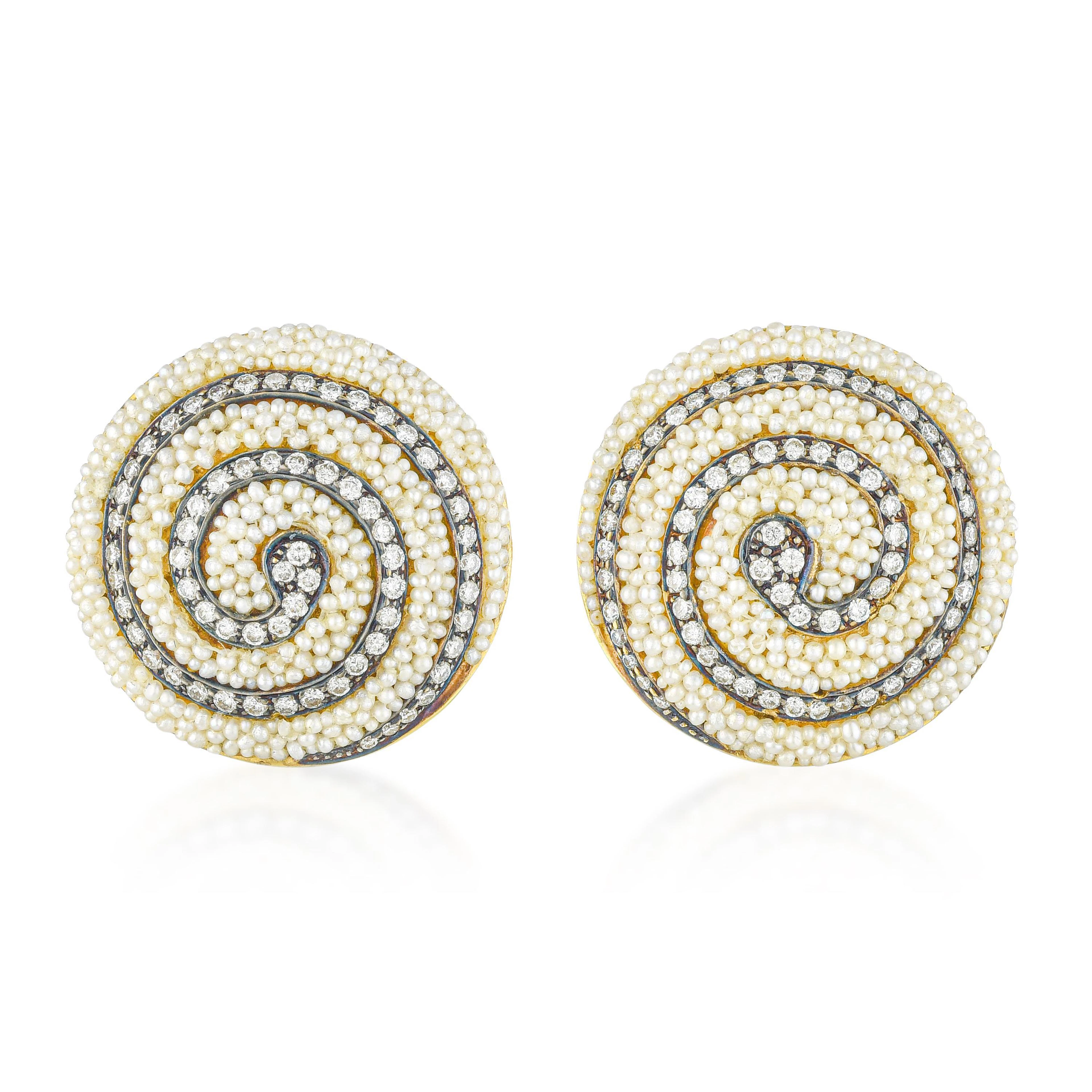 Seed Pearl and Diamond Earrings - No Reserve Lot