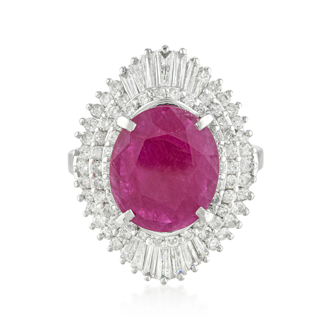 3.62-Carat Ruby and Diamond Cocktail Ring