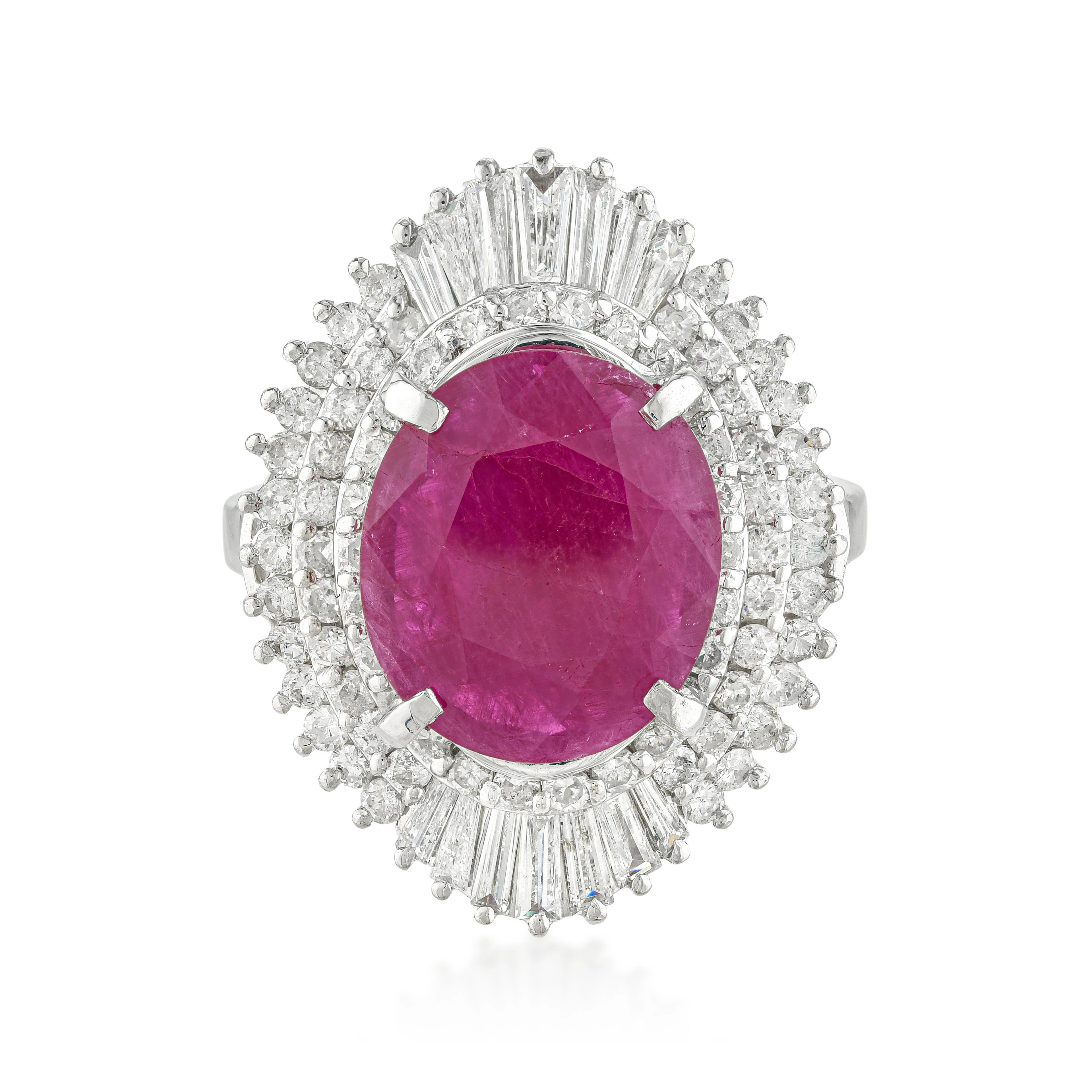 3.62-Carat Ruby and Diamond Cocktail Ring