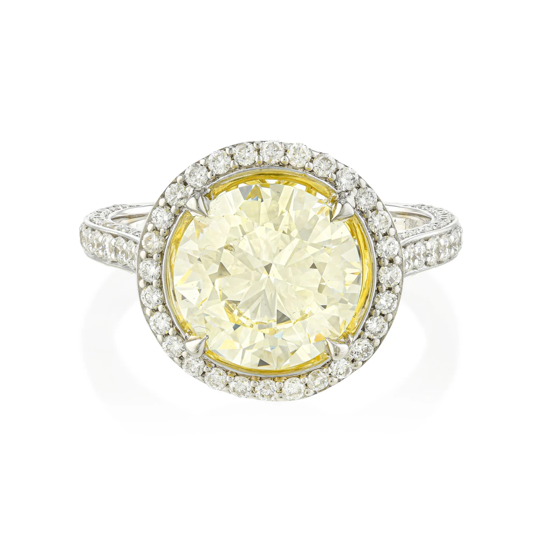 Fancy Light Yellow Diamond Halo Ring