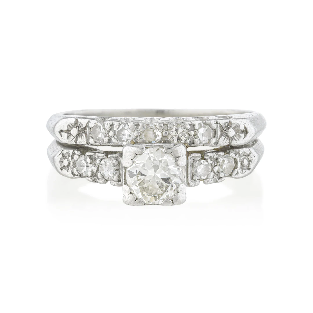 Diamond Wedding Ring Set, Circa 1920