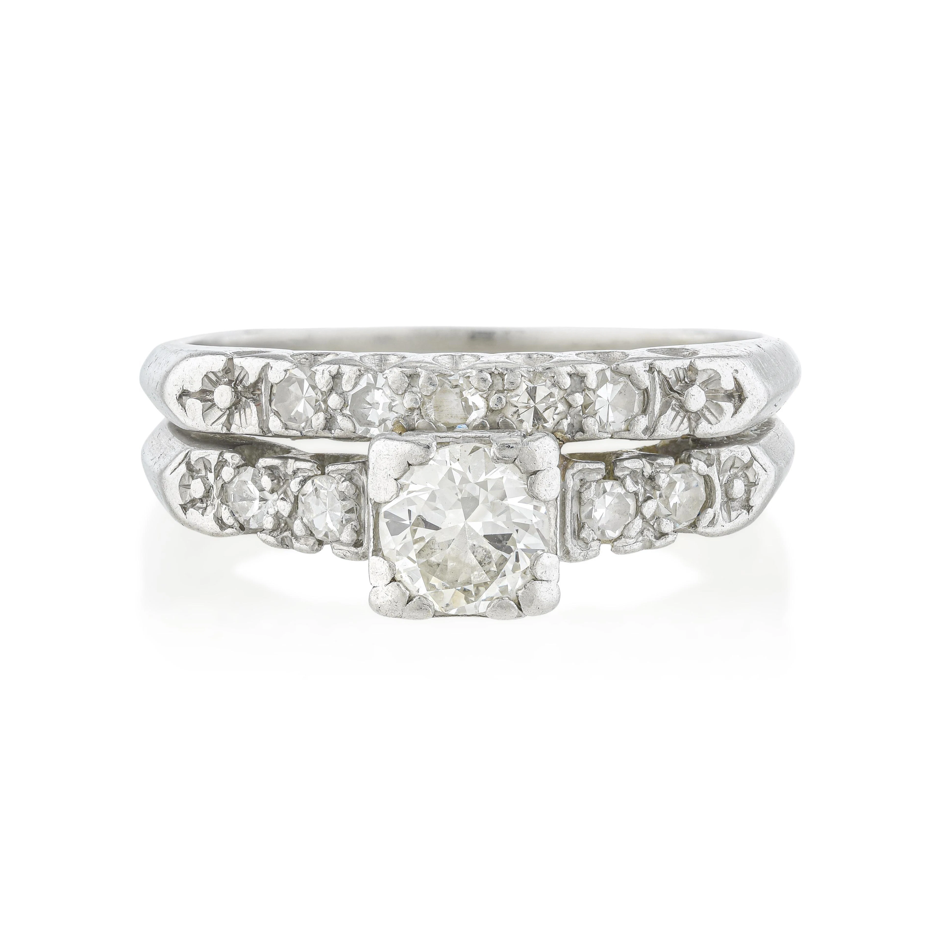 Diamond Wedding Ring Set, Circa 1920