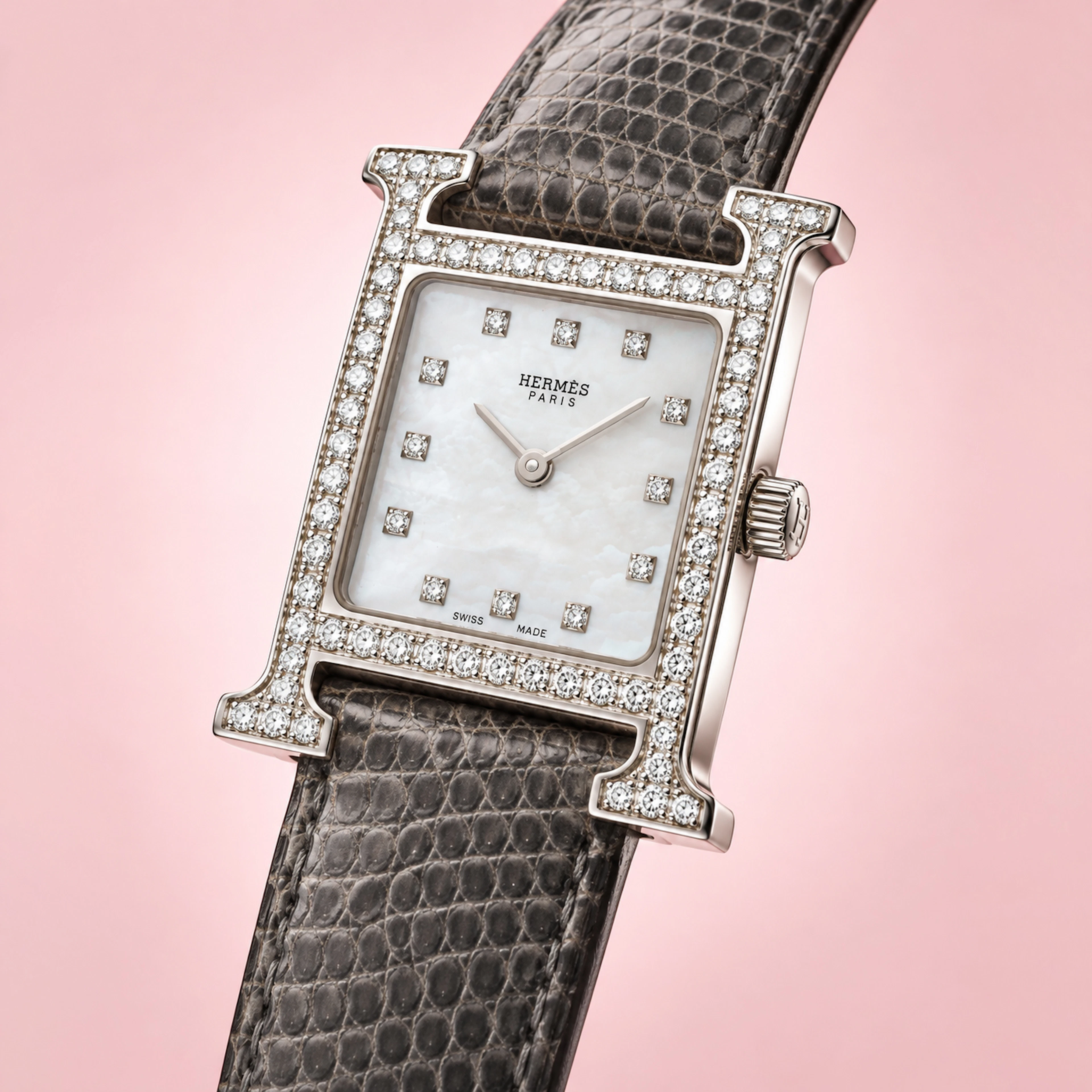Hermes Heure H in Steel with Factory Diamonds - No Reserve Lot