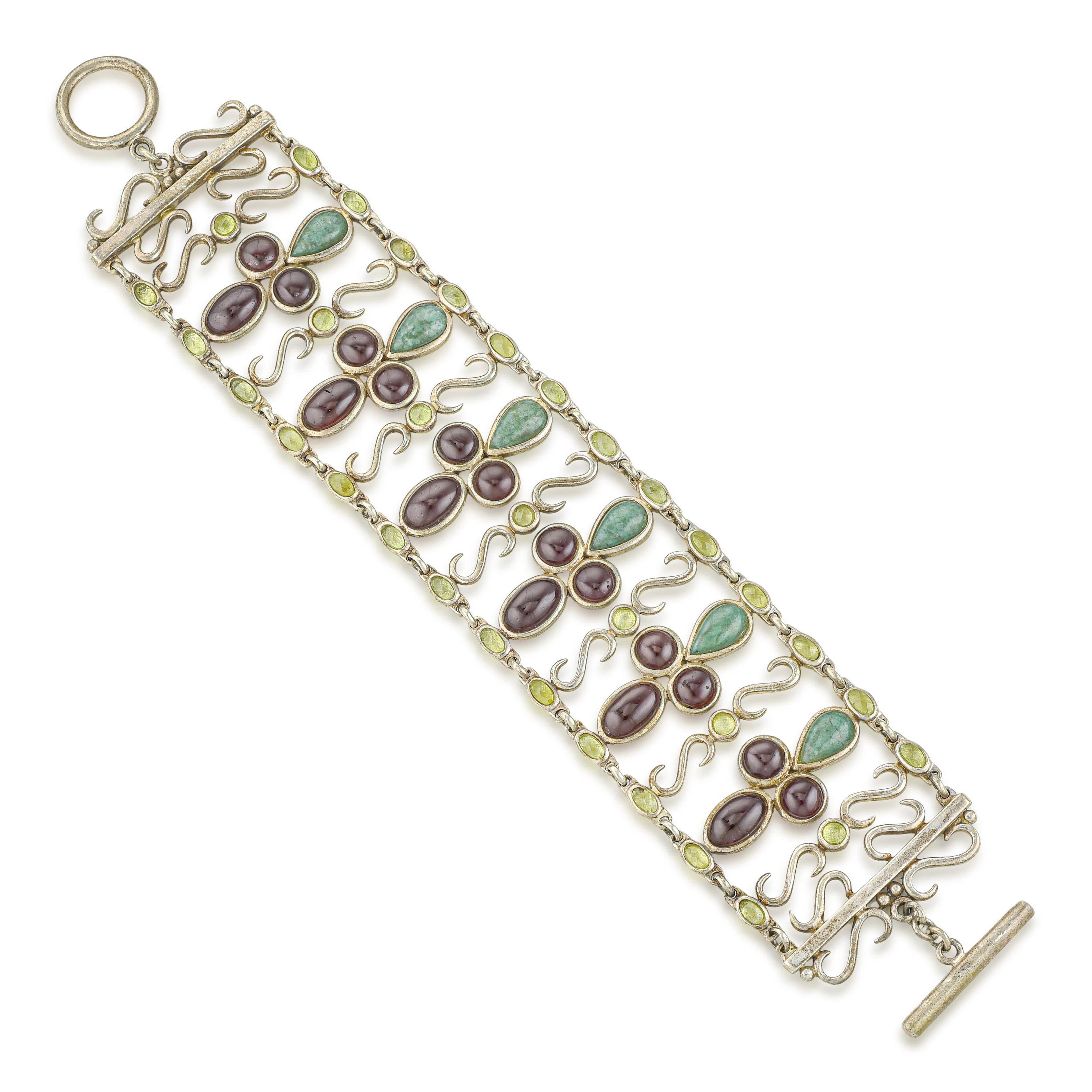 Silver Multicolor Stone Bracelet