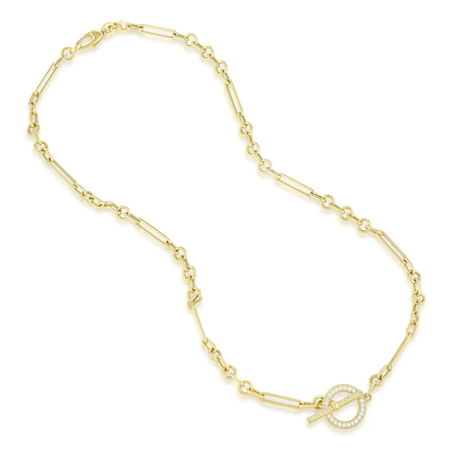Fancy Link Chain with Diamond Toggle Clasp