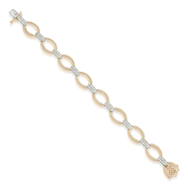 Rose Gold Oval Cable Link Diamond Bracelet