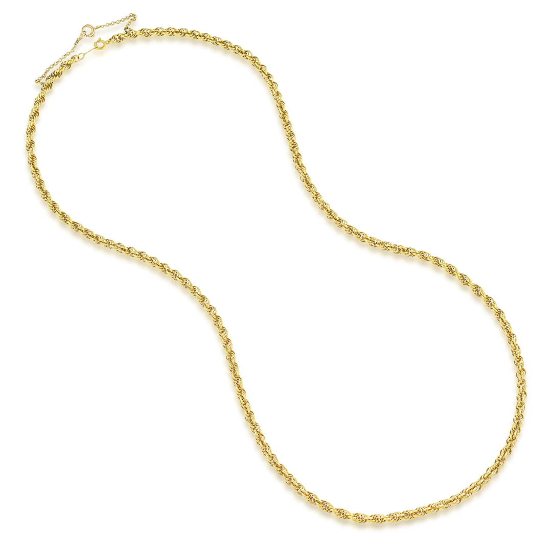14K Gold Rope Chain Necklace, 24 Inches 3.7 mm