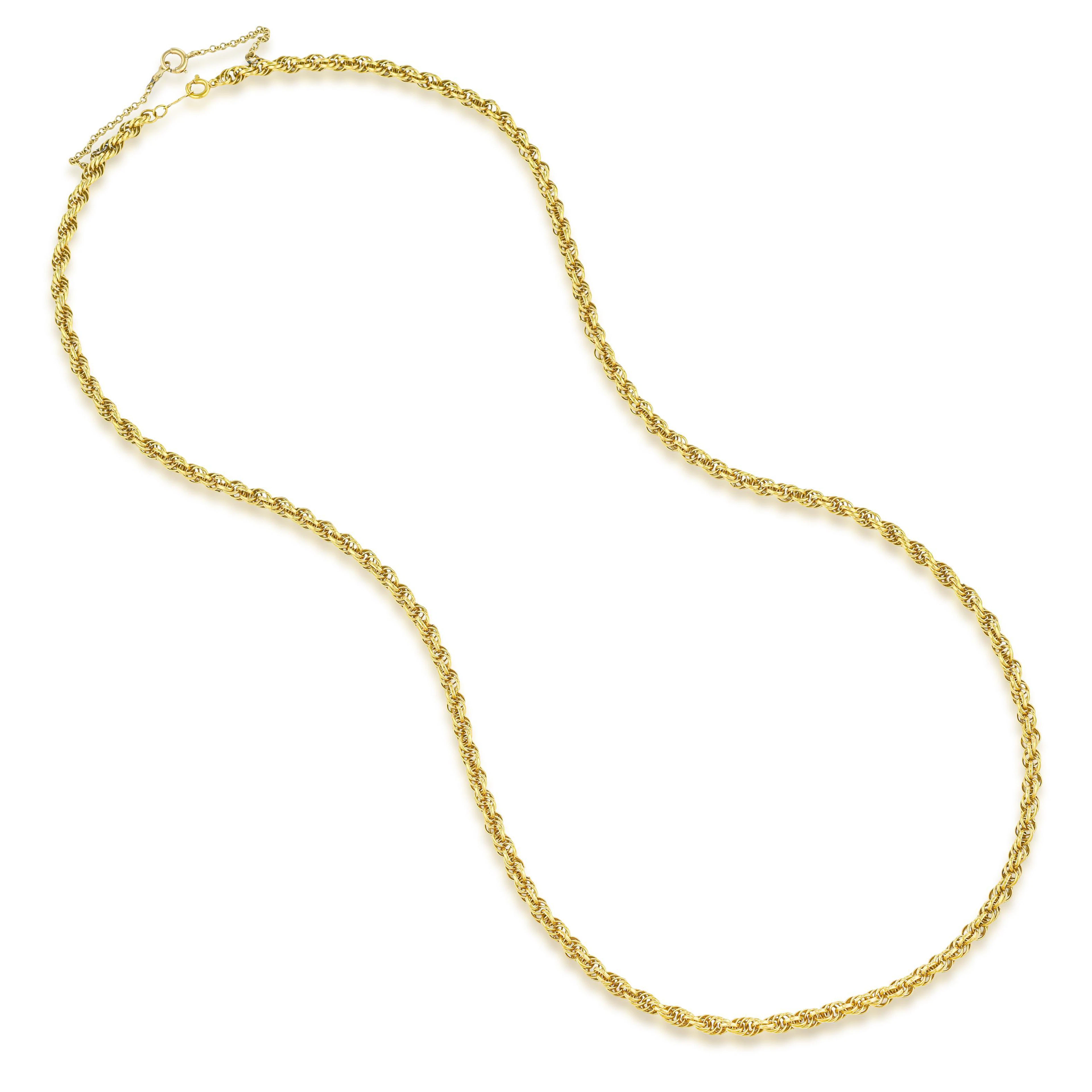 14K Gold Rope Chain Necklace, 24 Inches 3.7 mm