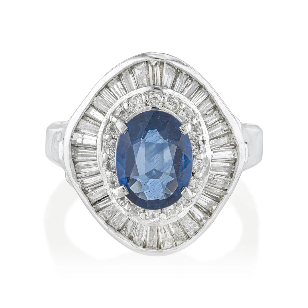 Sapphire and Diamond Ballerina Ring