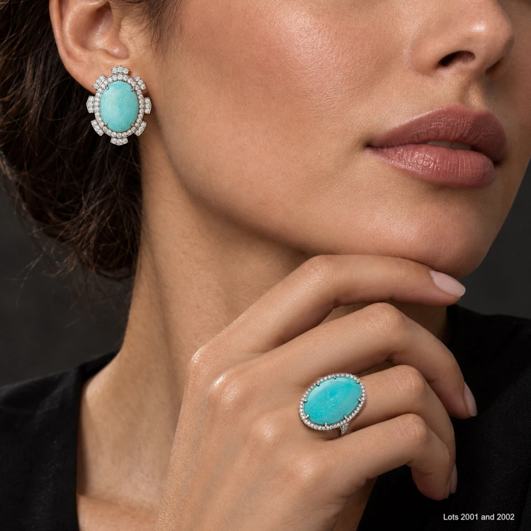 Turquoise and Diamond Earrings