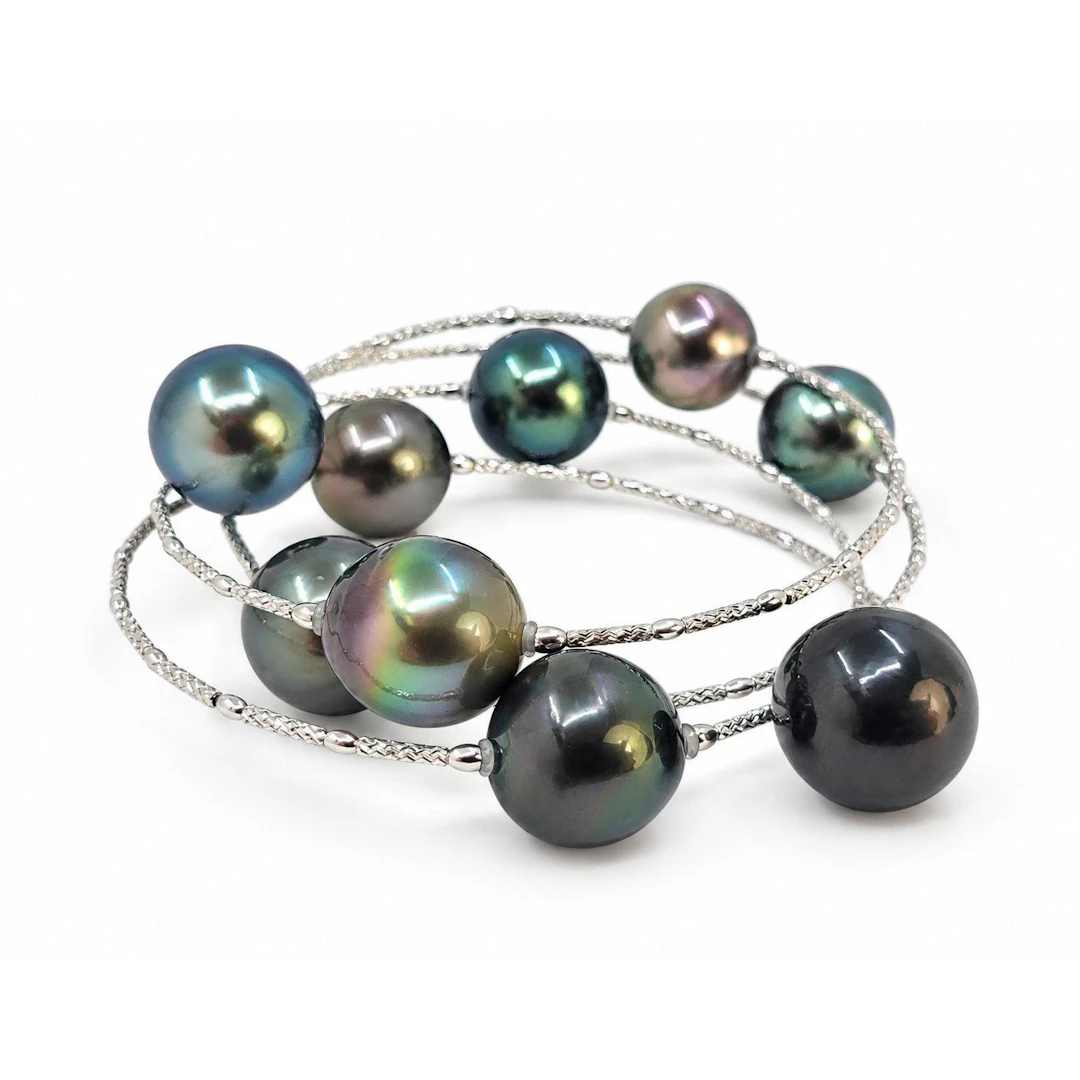 Peacock Green Tahitian Pearl Wrap Bracelet