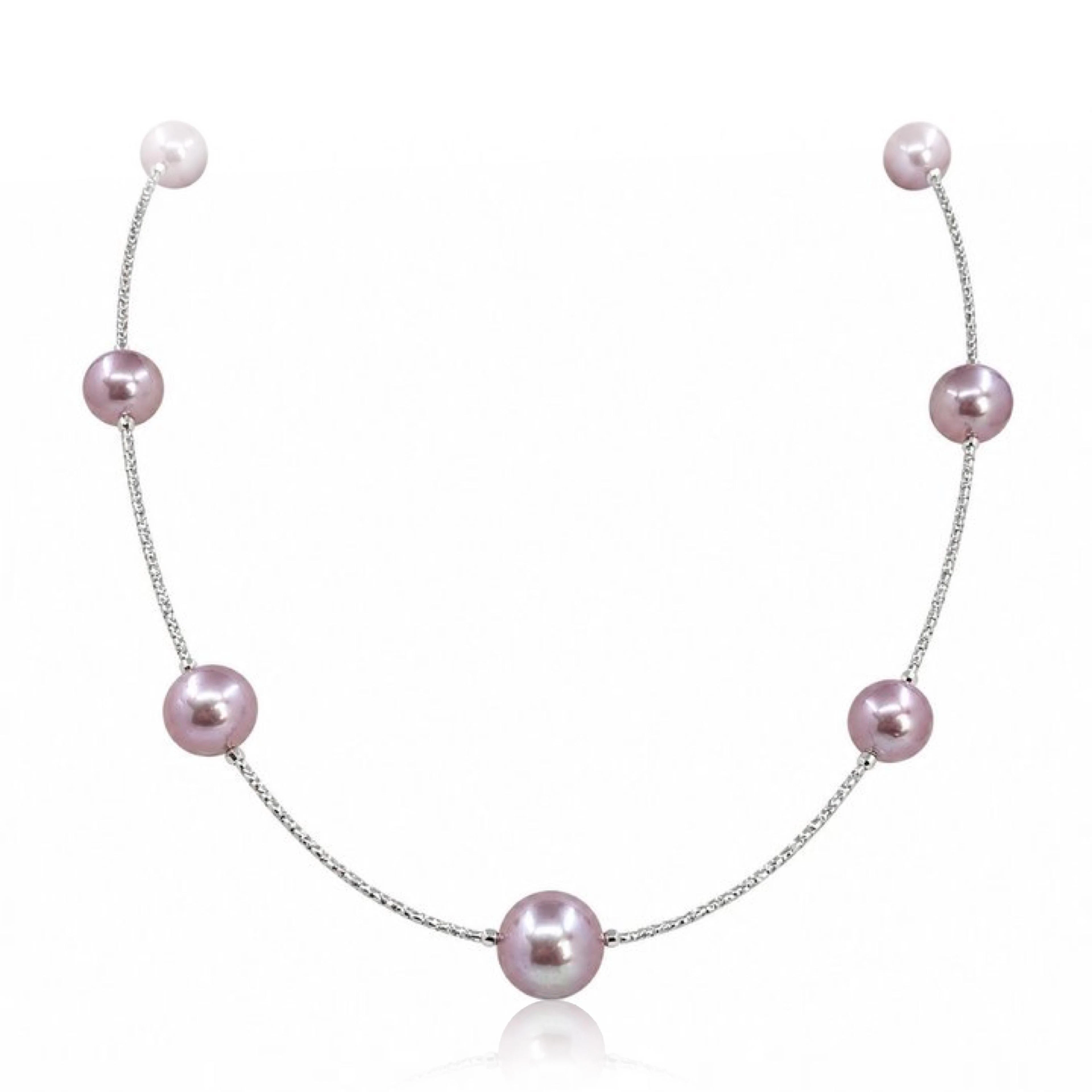 Purple Edison Pearl Station Necklace