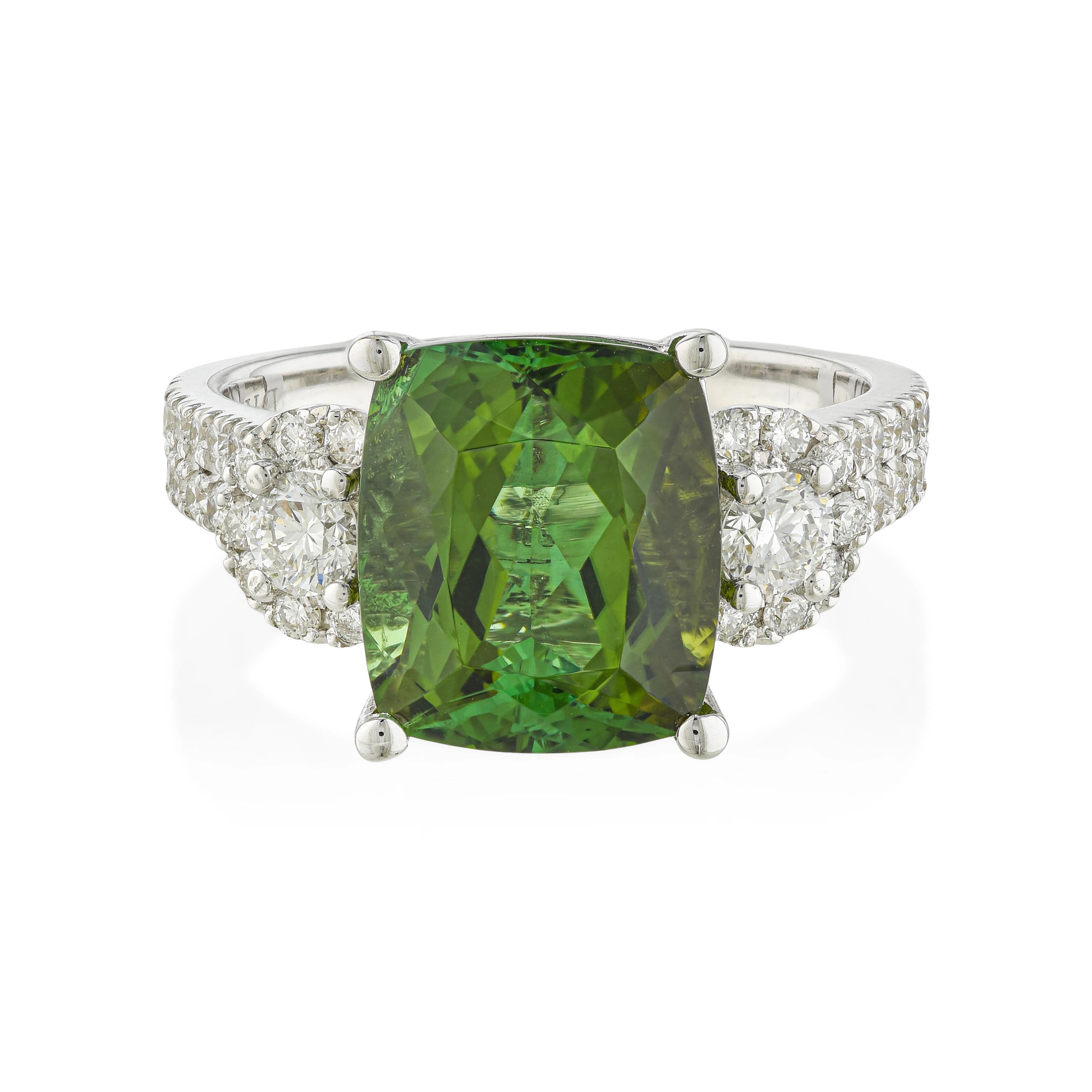 Green Tourmaline and Diamond Wrap Ring