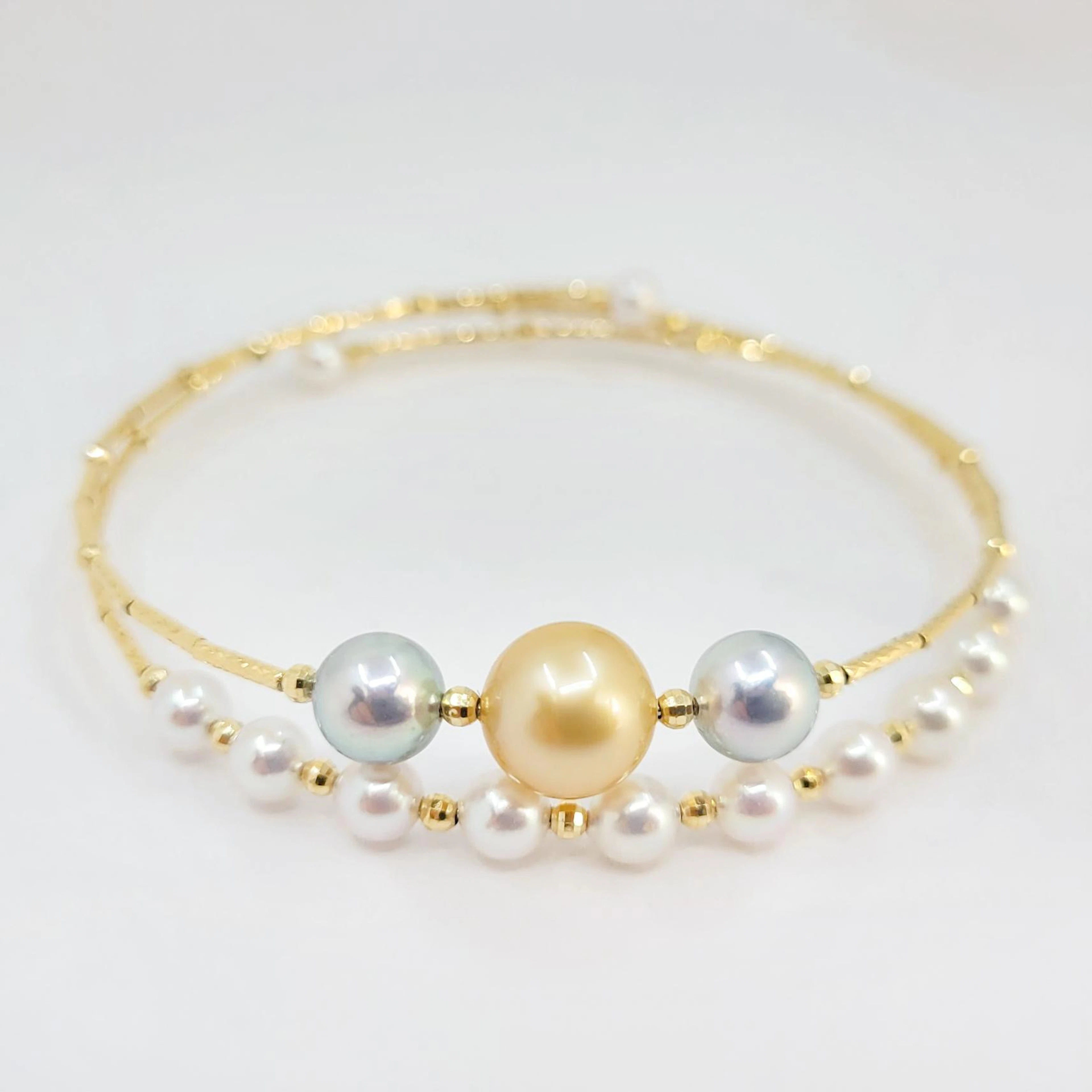 Multi-Color Akoya Pearl Wrap Bracelet