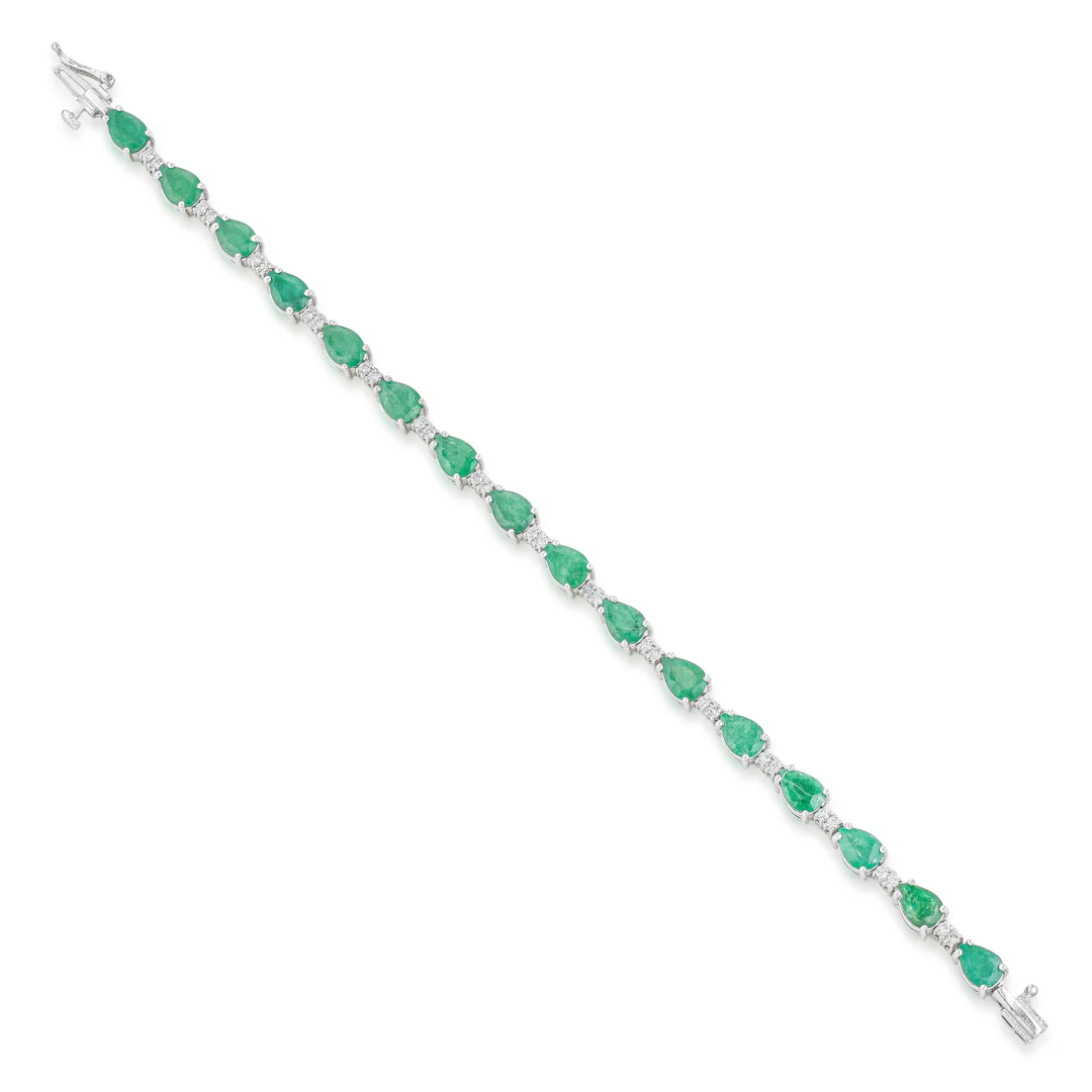 Emerald and Diamond Line Bracelet