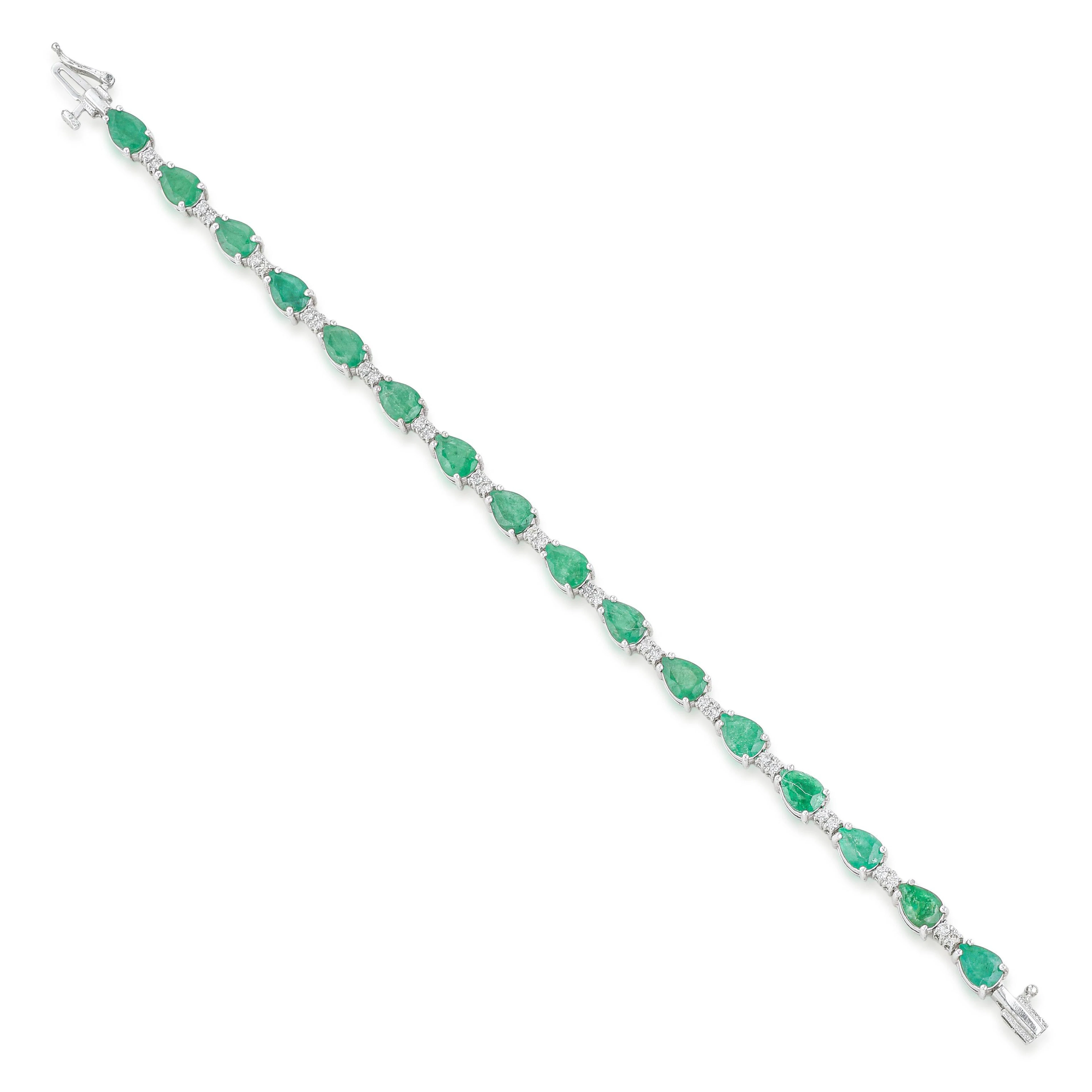 Emerald and Diamond Line Bracelet