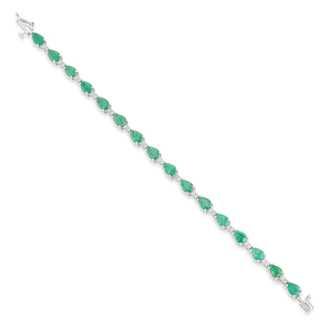 Emerald and Diamond Line Bracelet