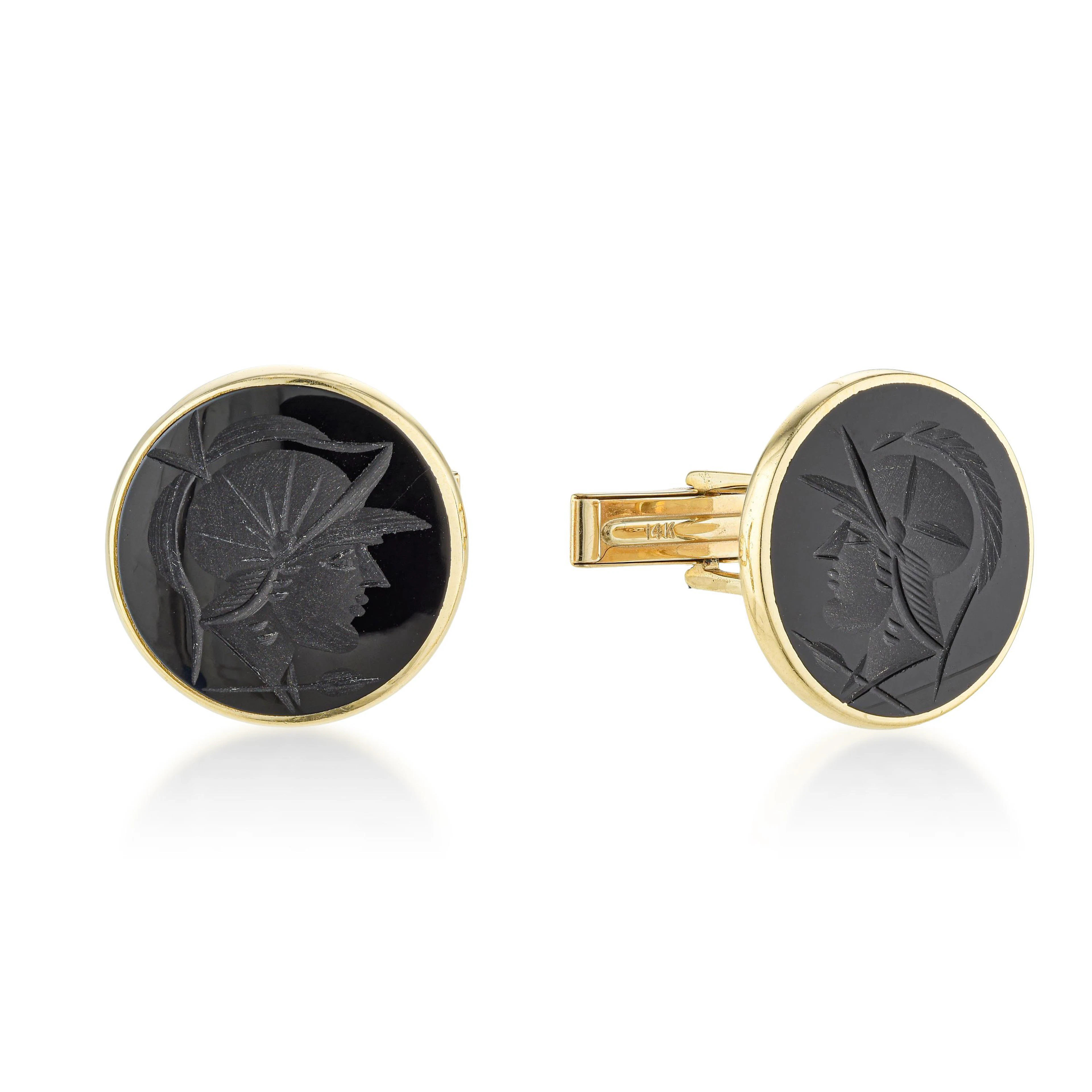 Onyx Intaglio Roman Soldier Cufflinks