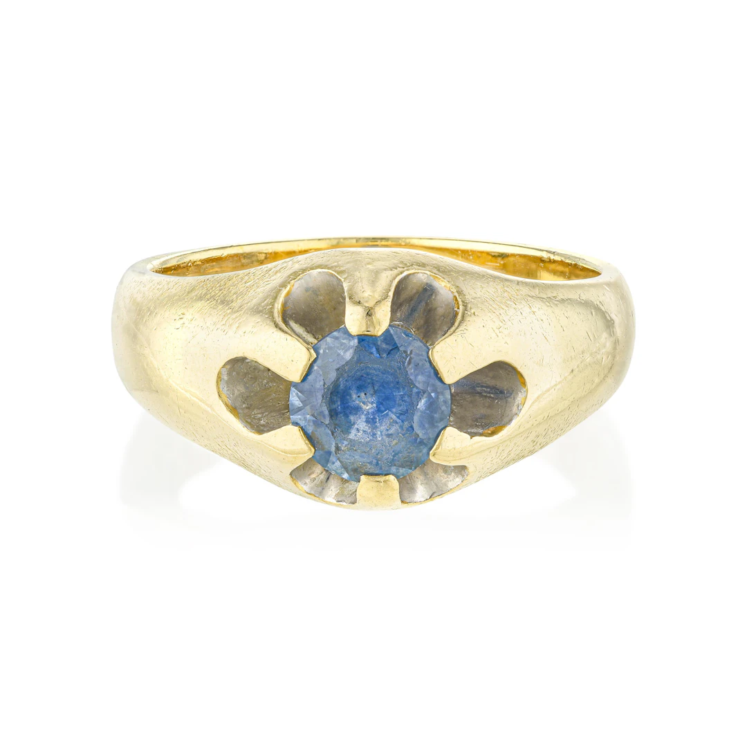 Men's Blue Sapphire Belcher Ring