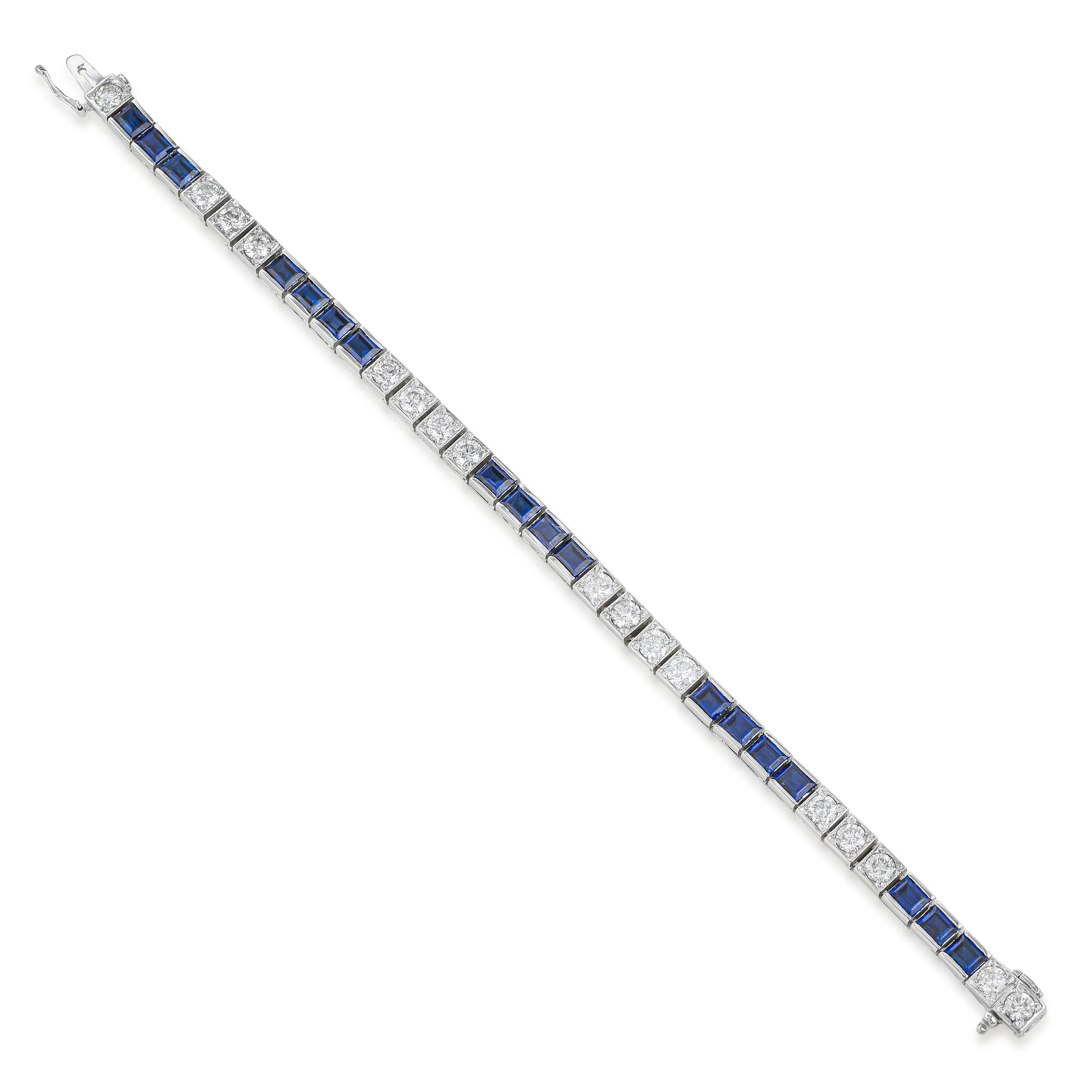 Synthetic Sapphire and Diamond Bracelet