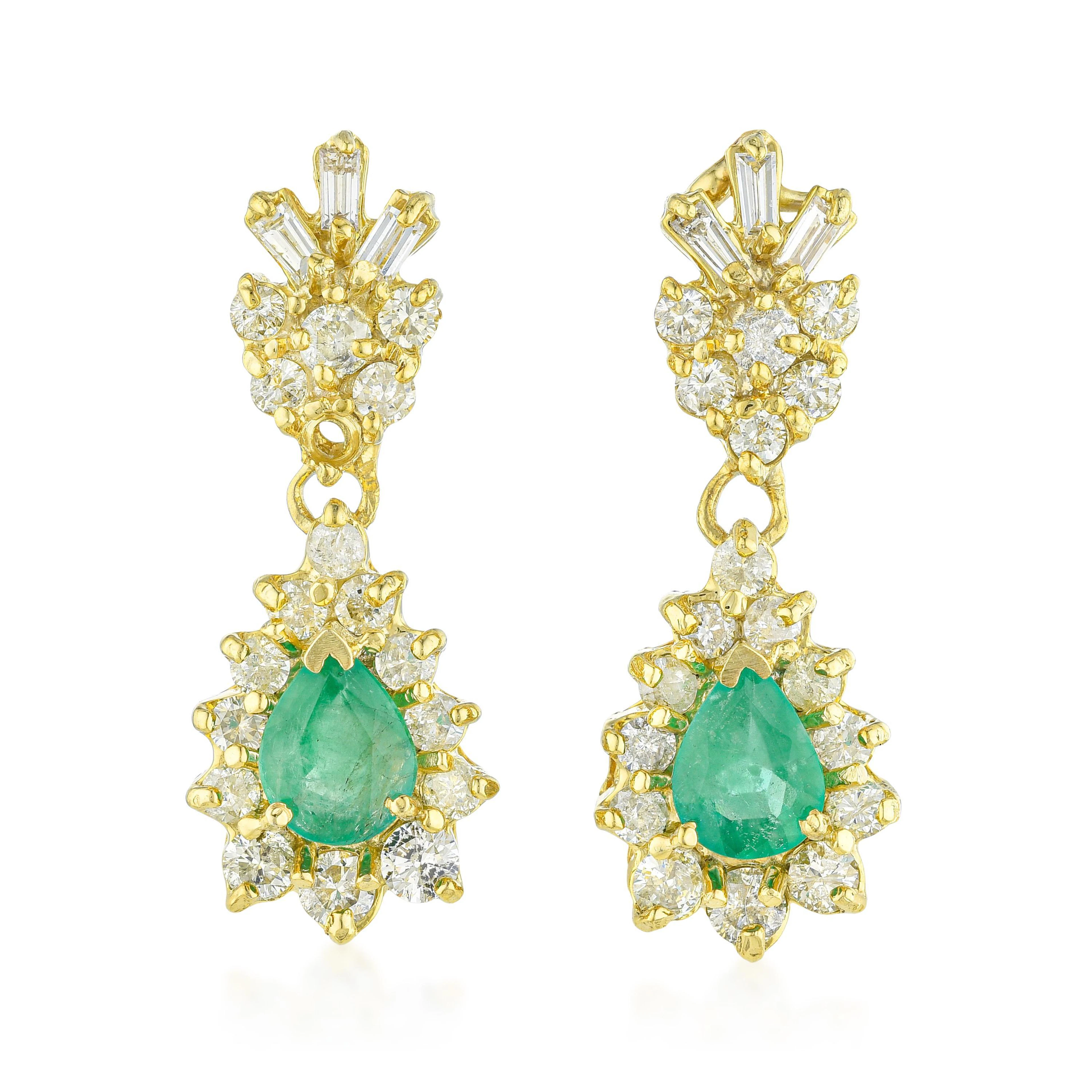 Emerald and Diamond Drop Earrings