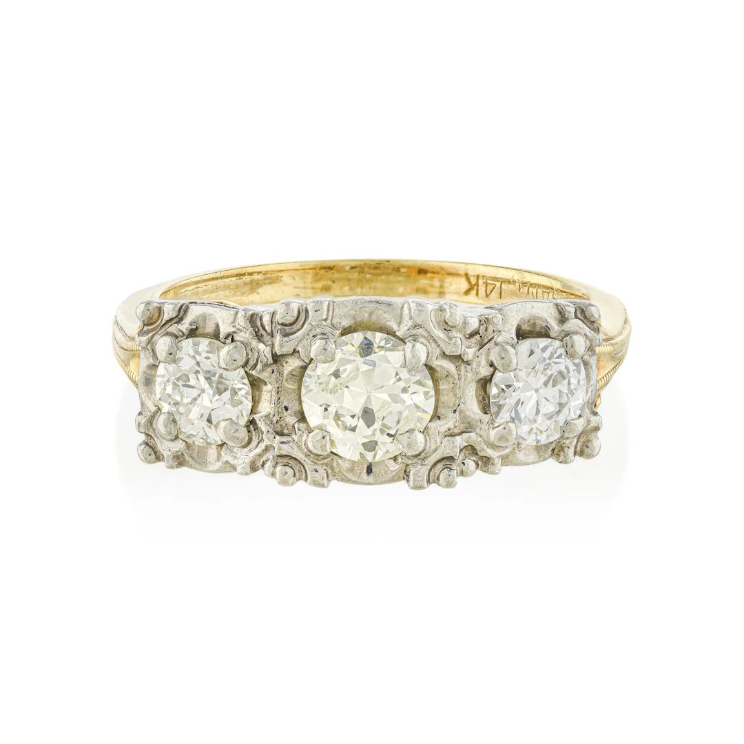 Three Old European Cut Diamond Ring