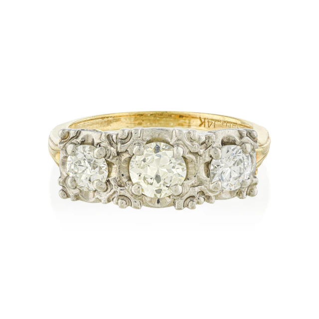 Three Old European Cut Diamond Ring