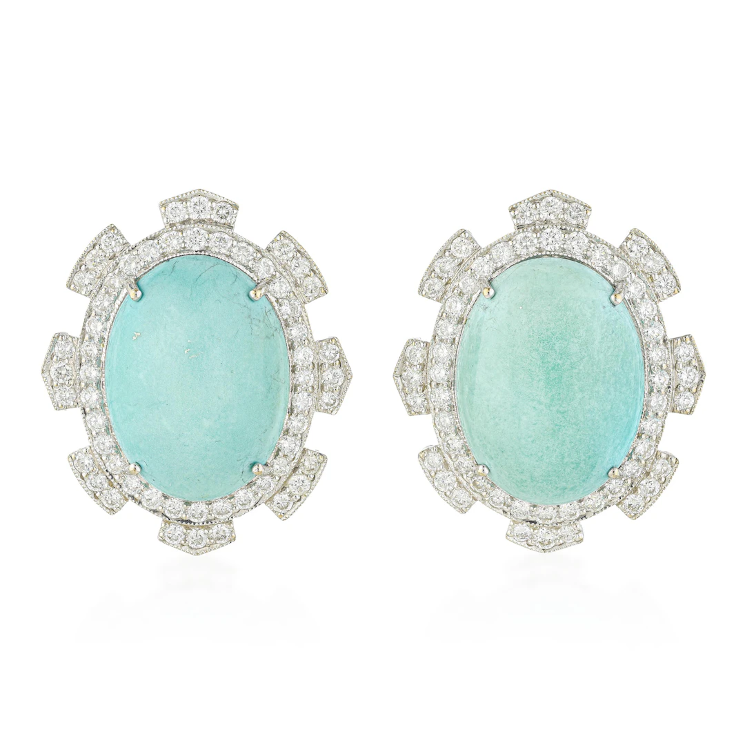 Turquoise and Diamond Earrings