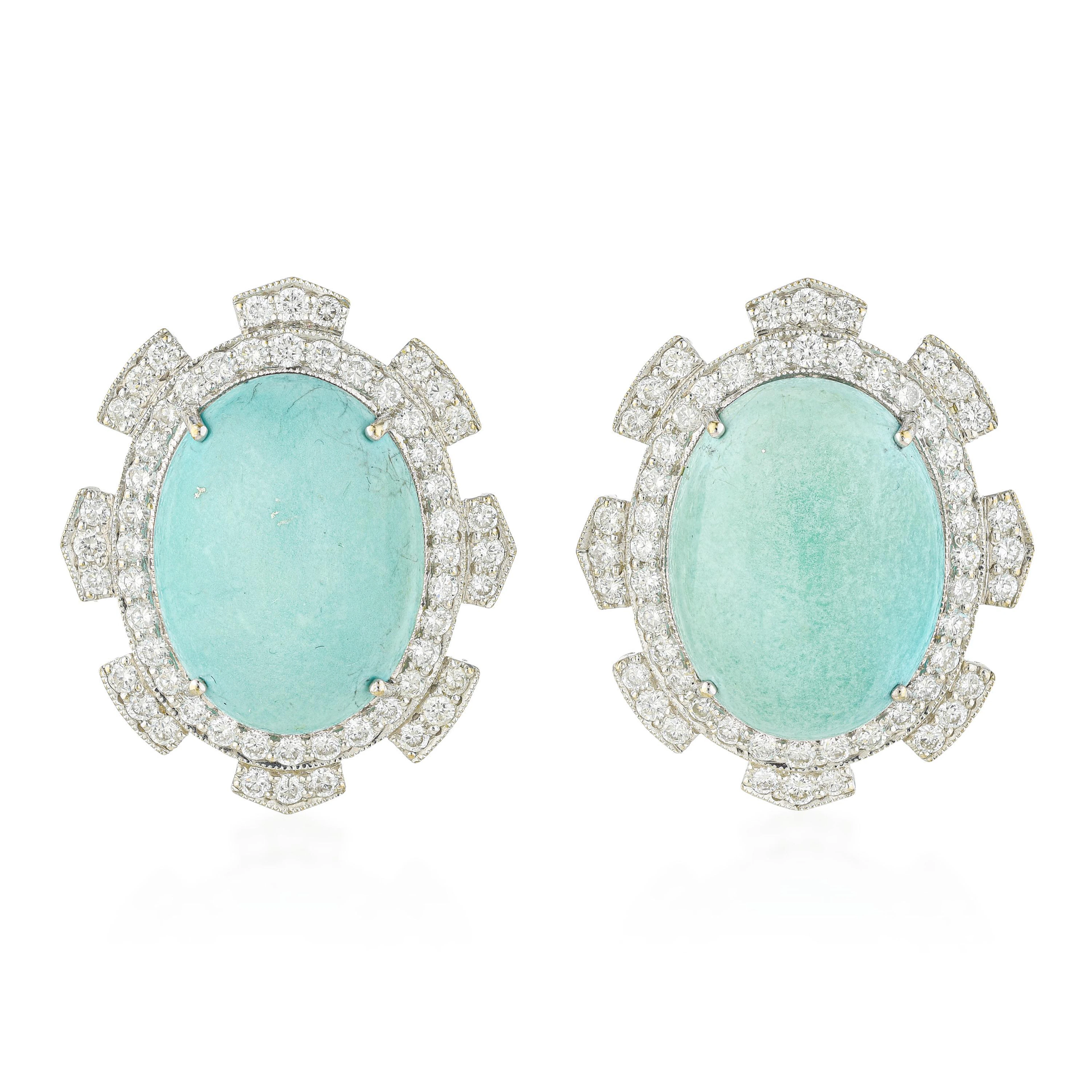 Turquoise and Diamond Earrings