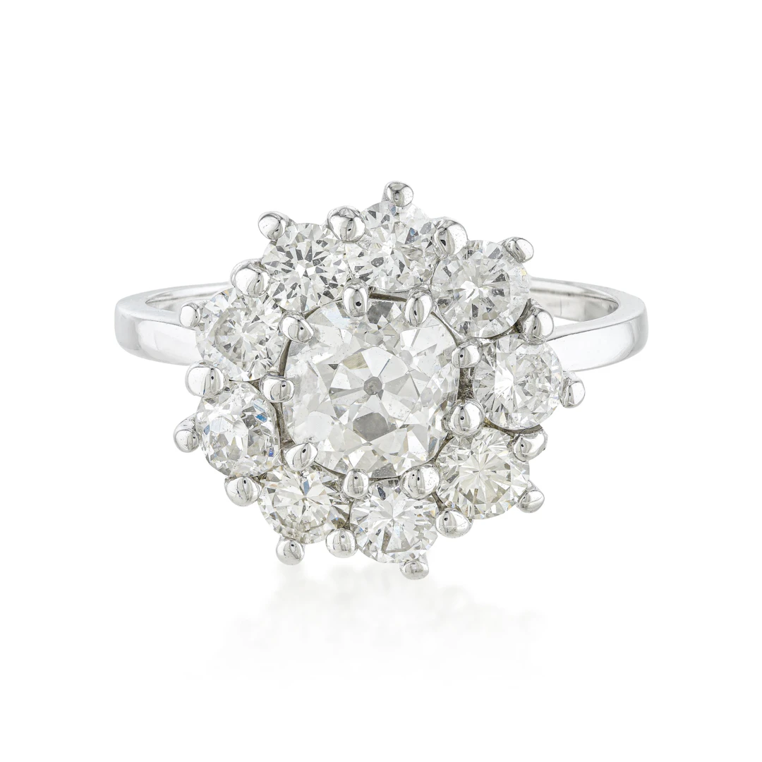 Old European Cut Diamond Cluster Ring