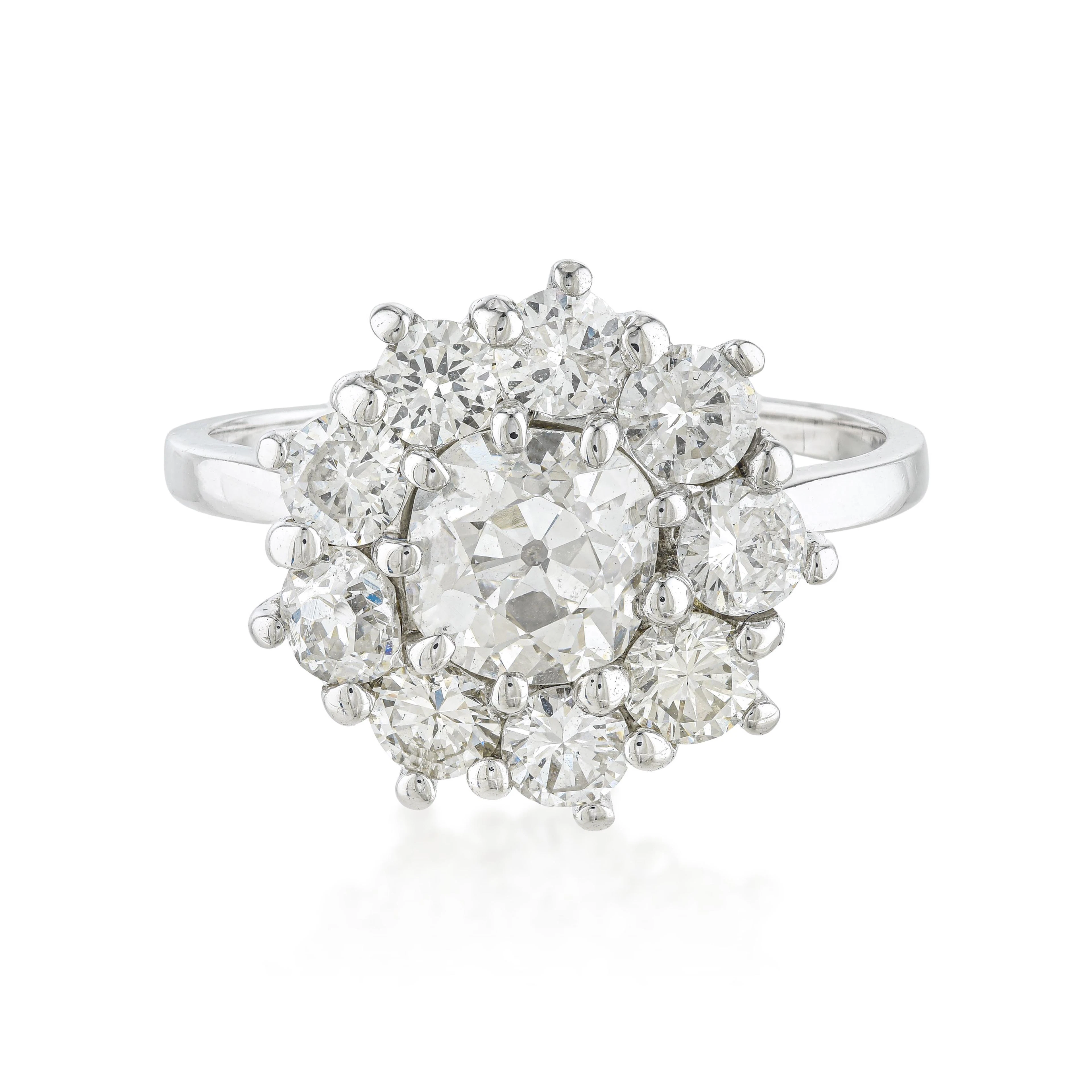 Old European Cut Diamond Cluster Ring