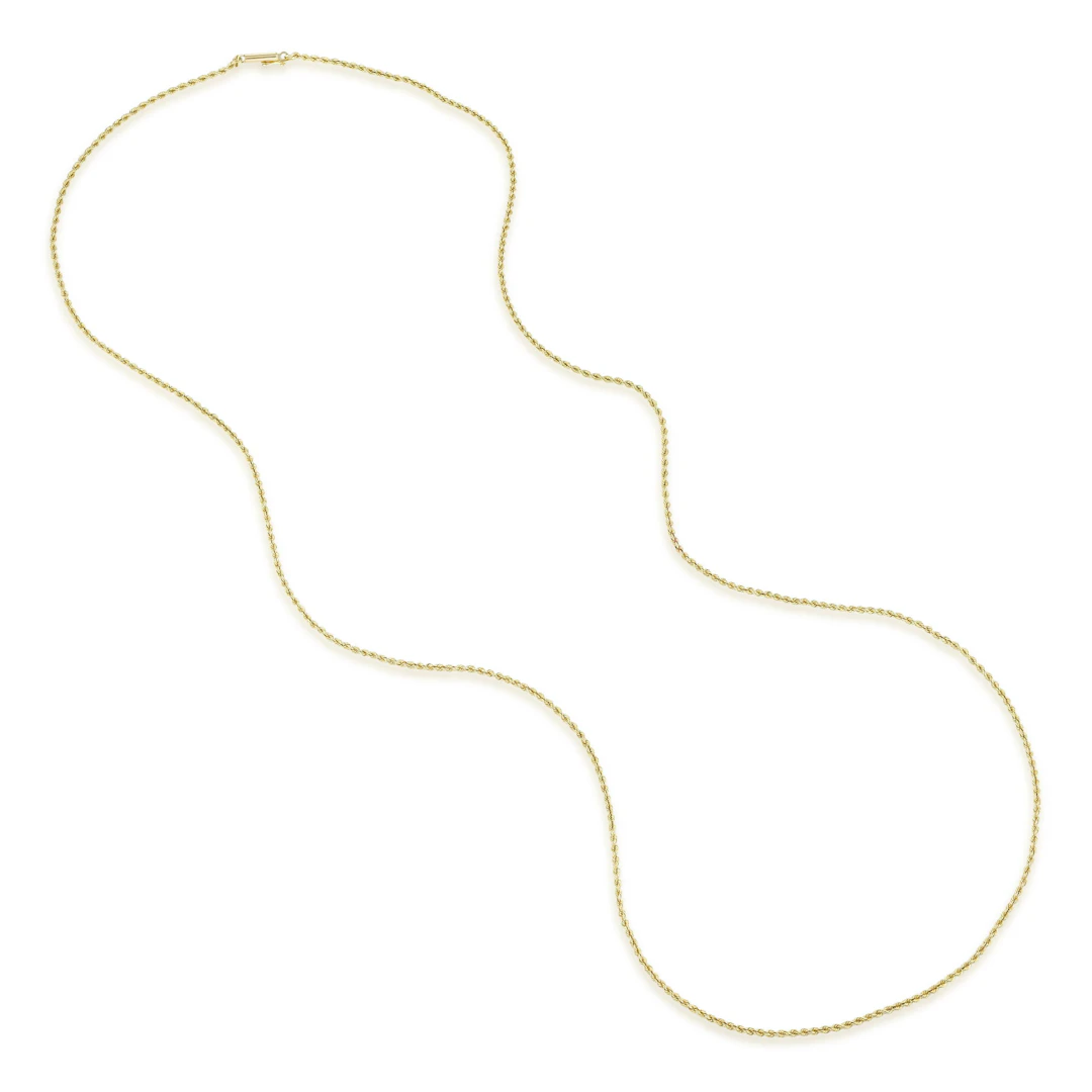 14K Gold Rope Chain Necklace, 30 Inches 2.1 mm