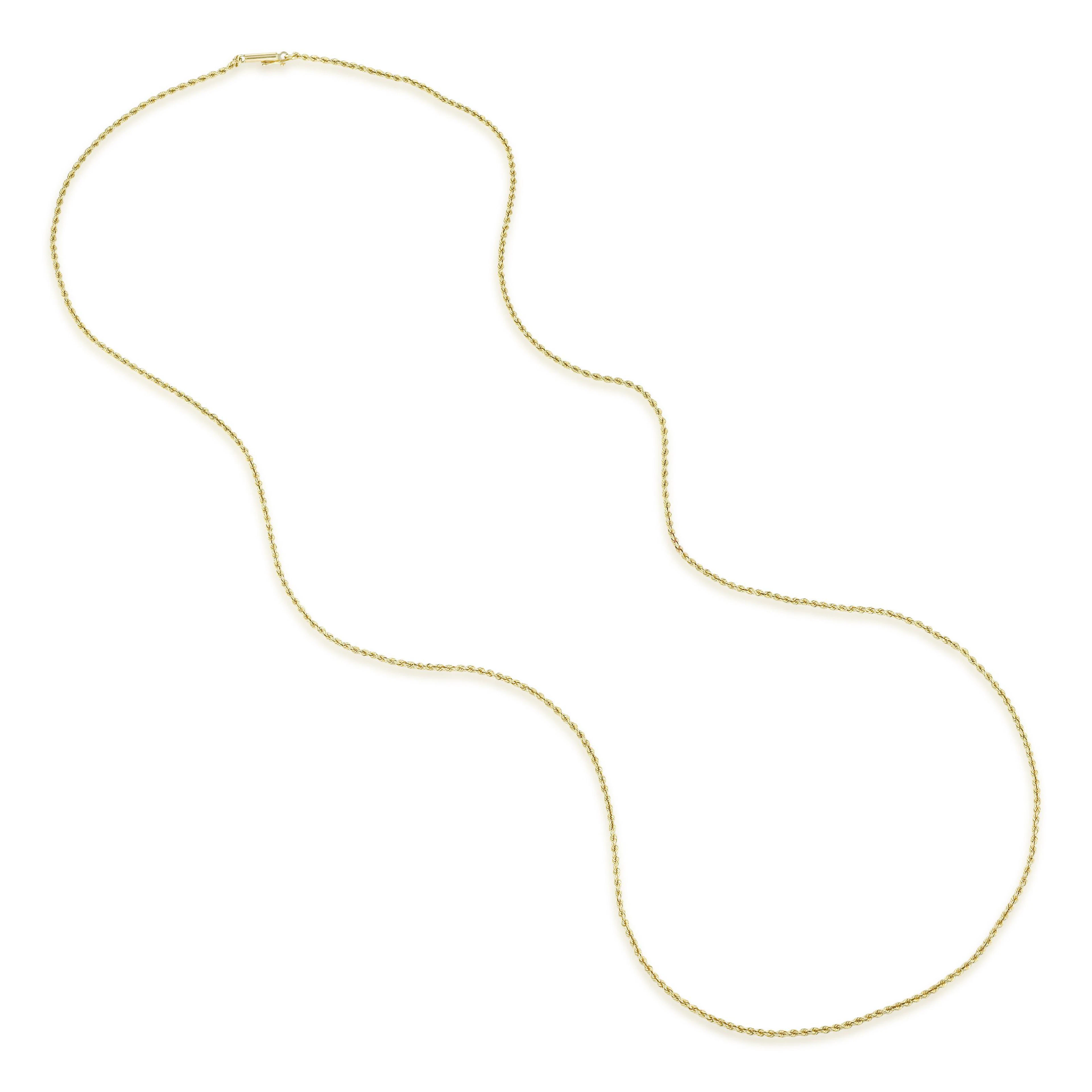 14K Gold Rope Chain Necklace, 30 Inches 2.1 mm