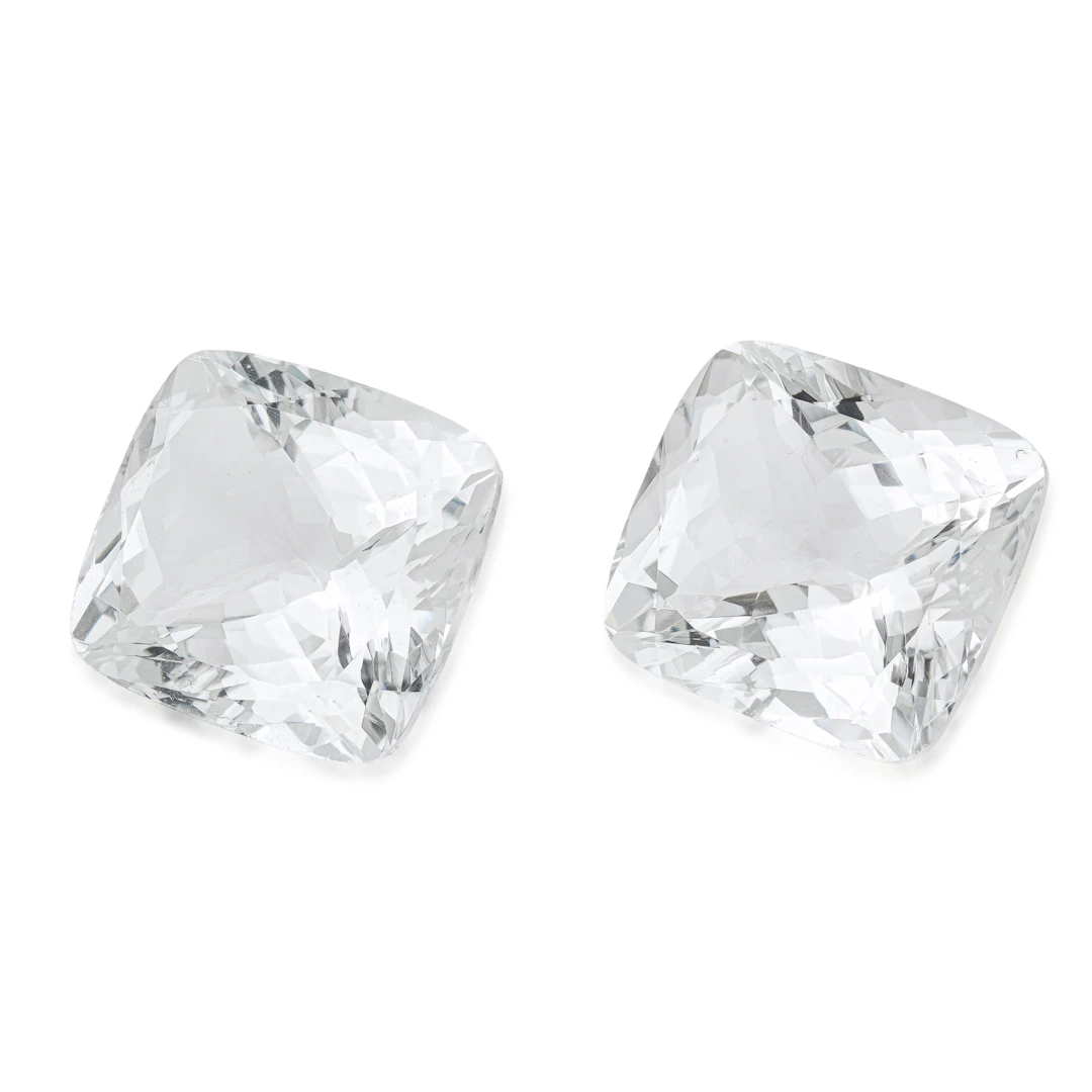 101.15-Carat White Topaz Cushion Shape Pair