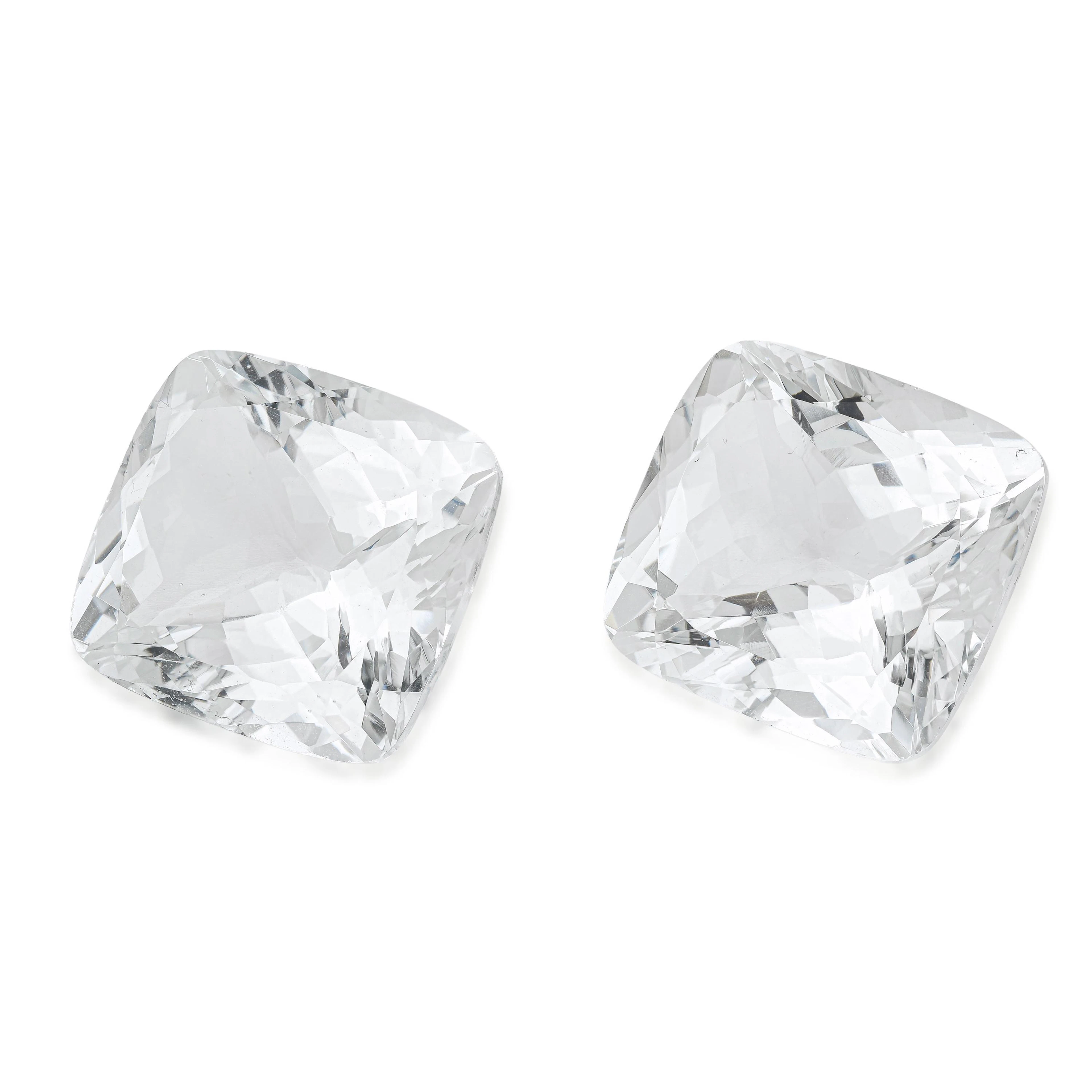 101.15-Carat White Topaz Cushion Shape Pair