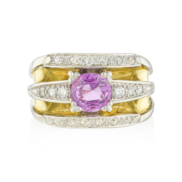 Pink Sapphire and Diamond Ring