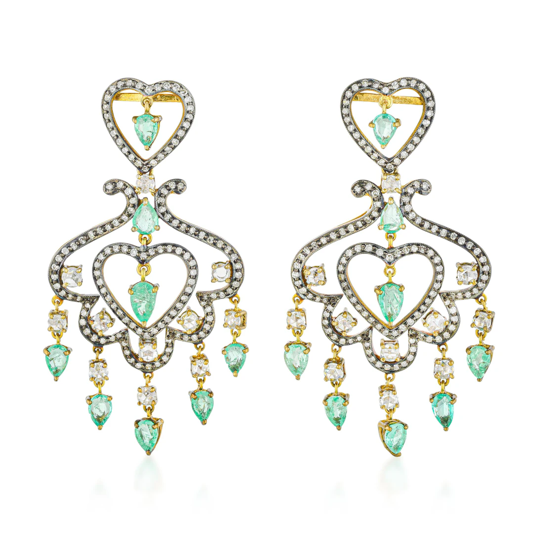 Emerald and Diamond Chandelier Earrings - No Reserve Lot