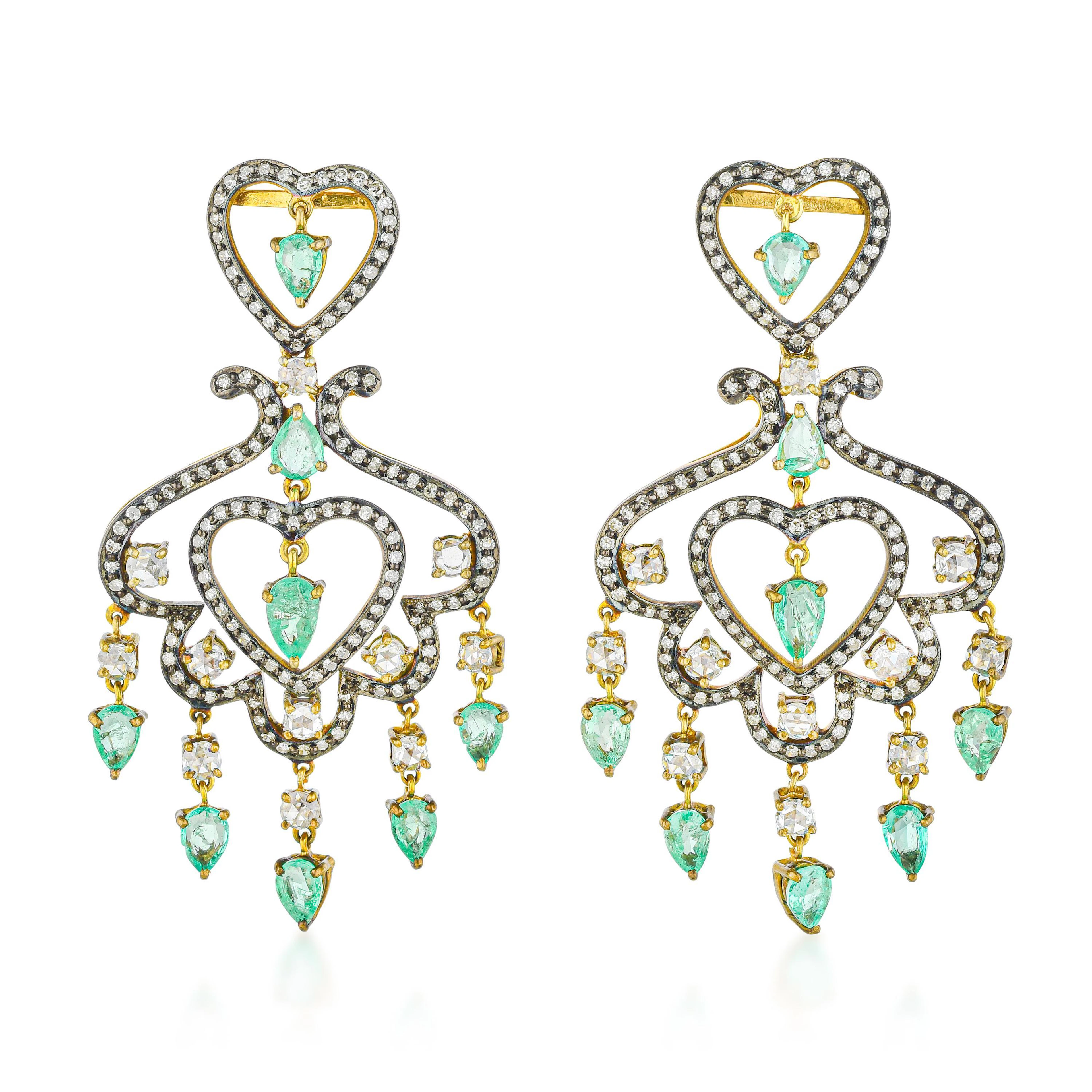 Emerald and Diamond Chandelier Earrings - No Reserve Lot