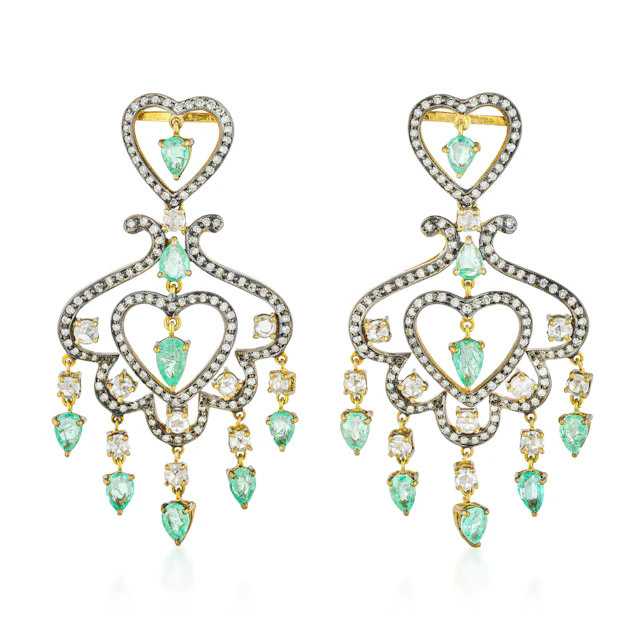 Emerald and Diamond Chandelier Earrings - No Reserve Lot